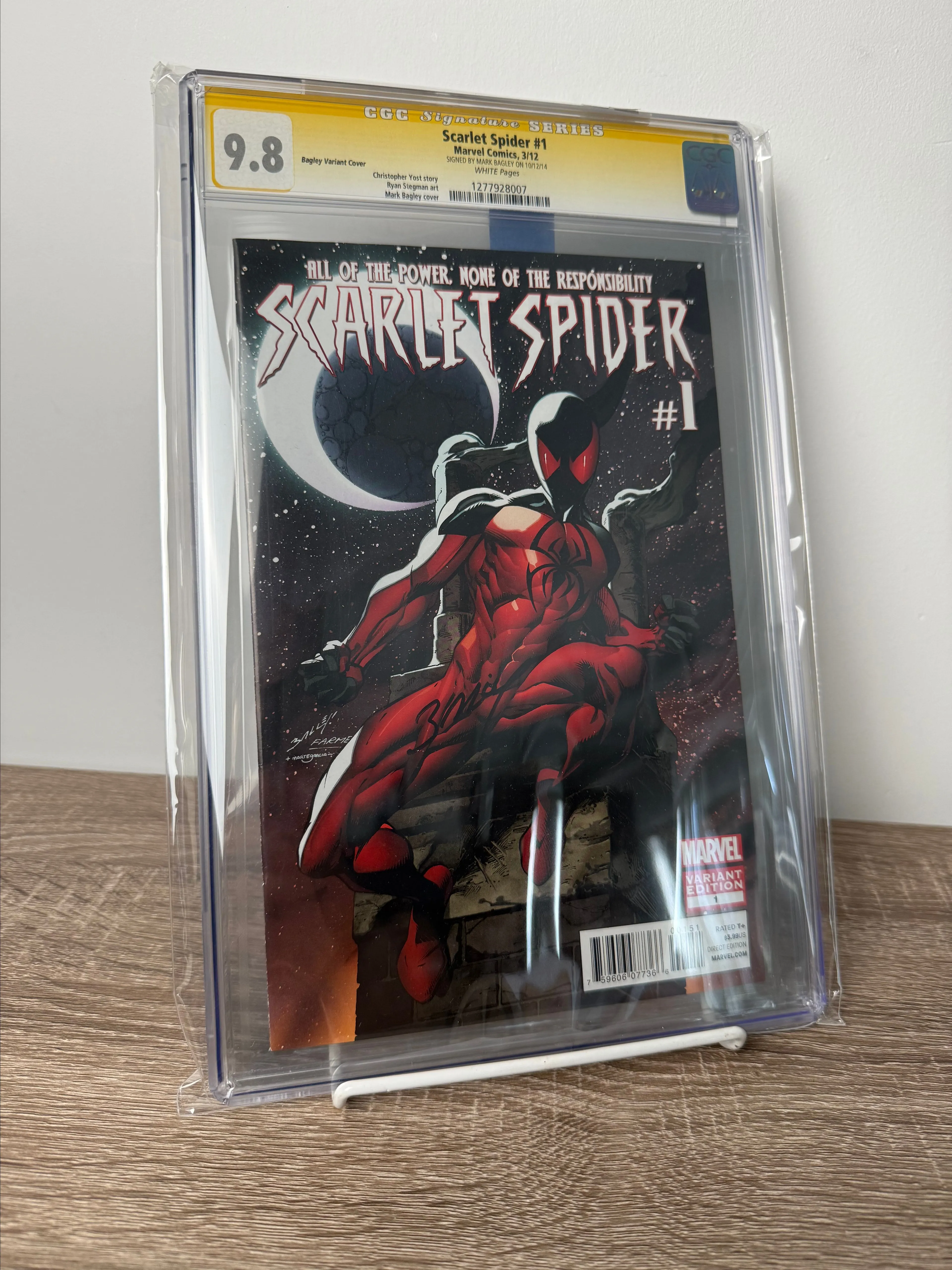 Product image for Scarlet Spider #1 Bagley 1:50 Variant CGC 9.8 Signature Series
