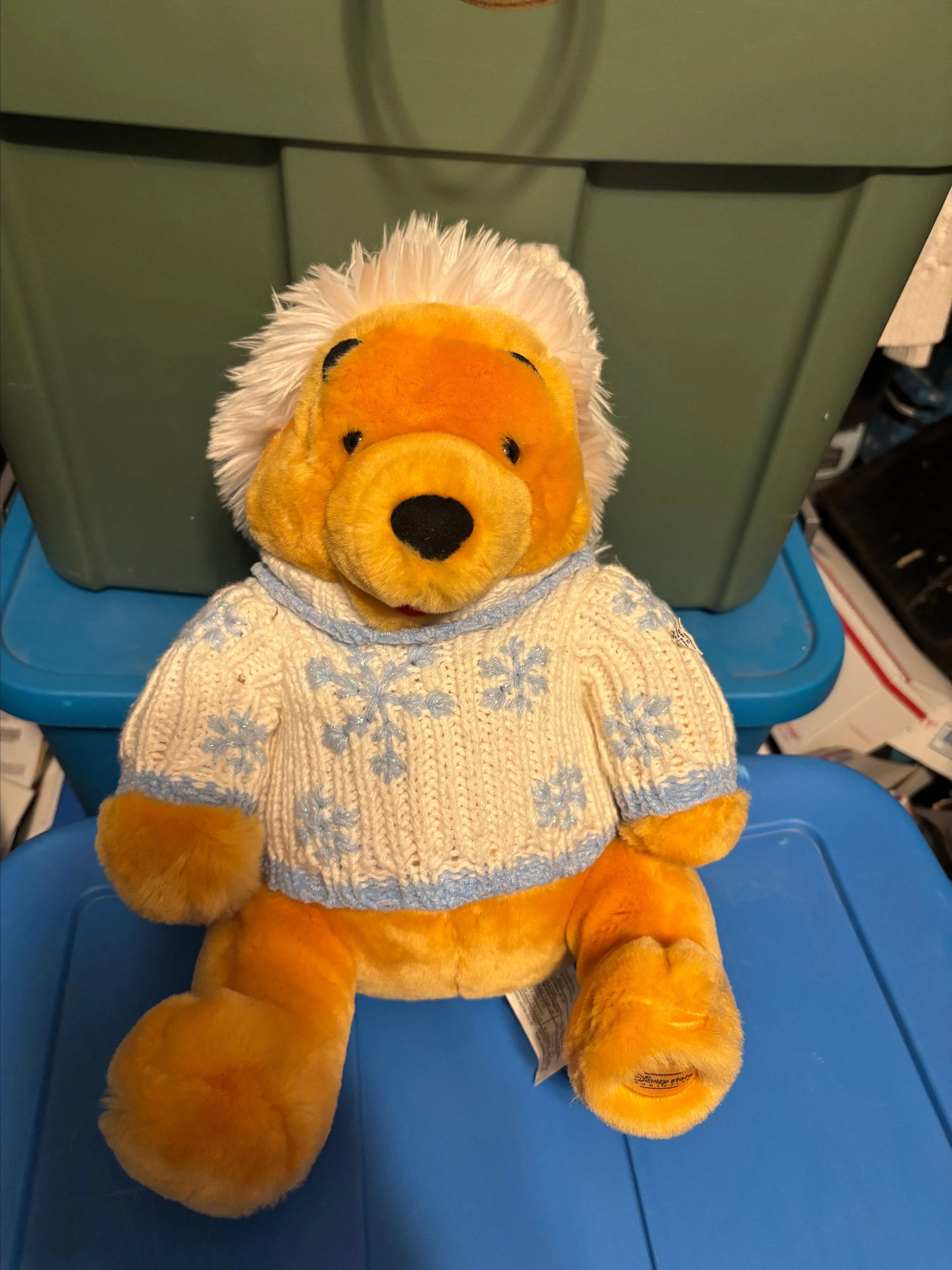 Product image for Disney Winnie the Pooh blue snow flake plush has original tag