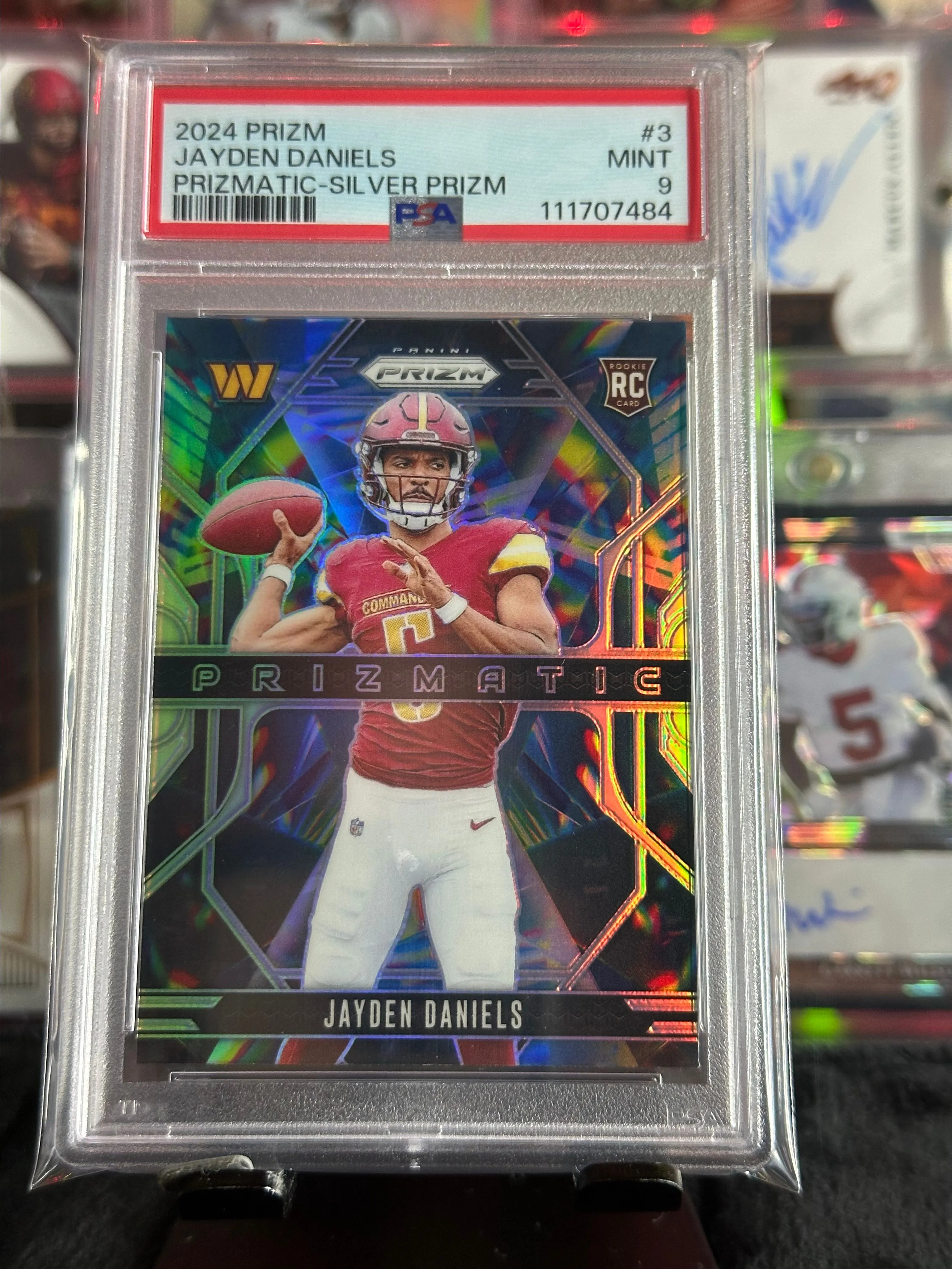Product image for 2024 Panini Prizm - Prizmatic #3 Jayden Daniels (RC) PSA 9