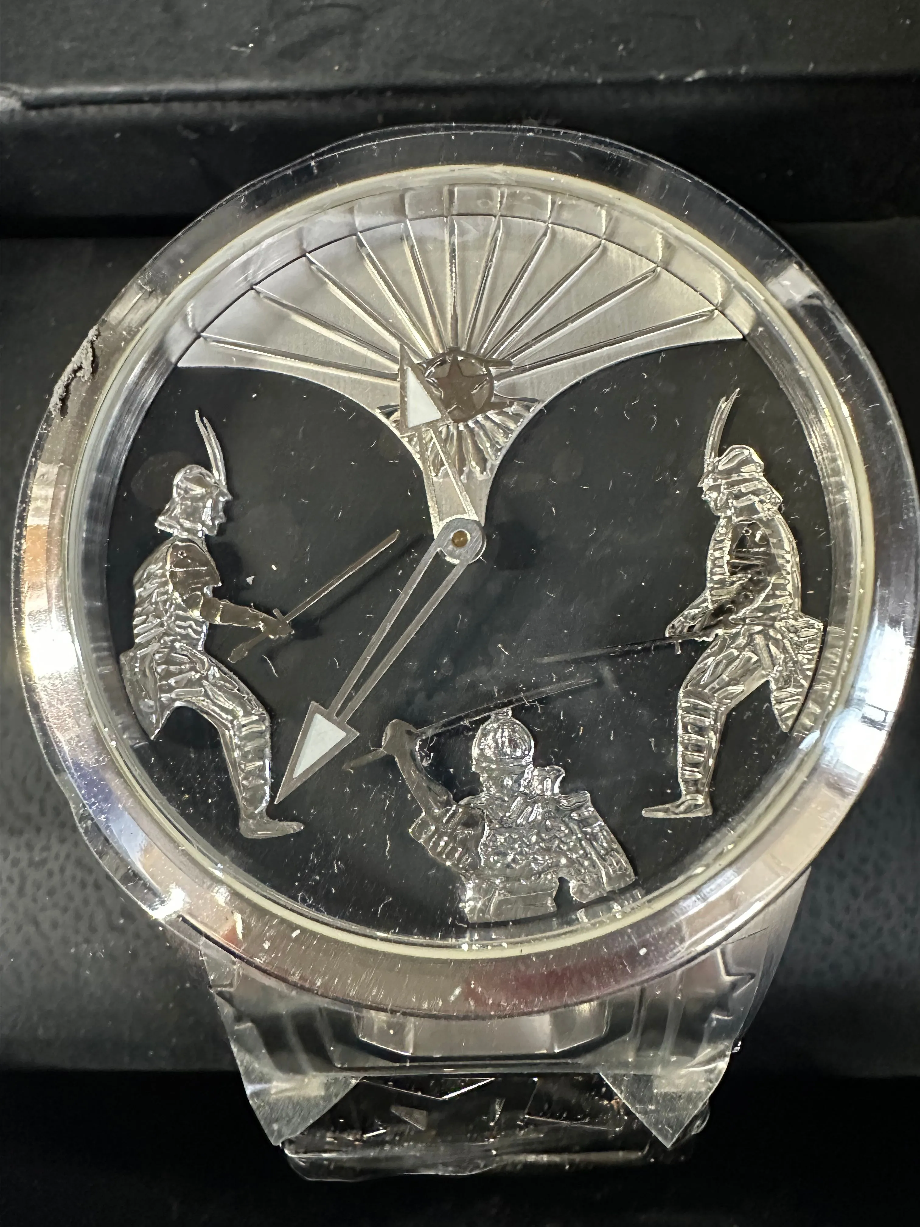 Product image for Men’s Watchstar hourly samurai automation silver tone sapphire crystal navy dial watch new with box