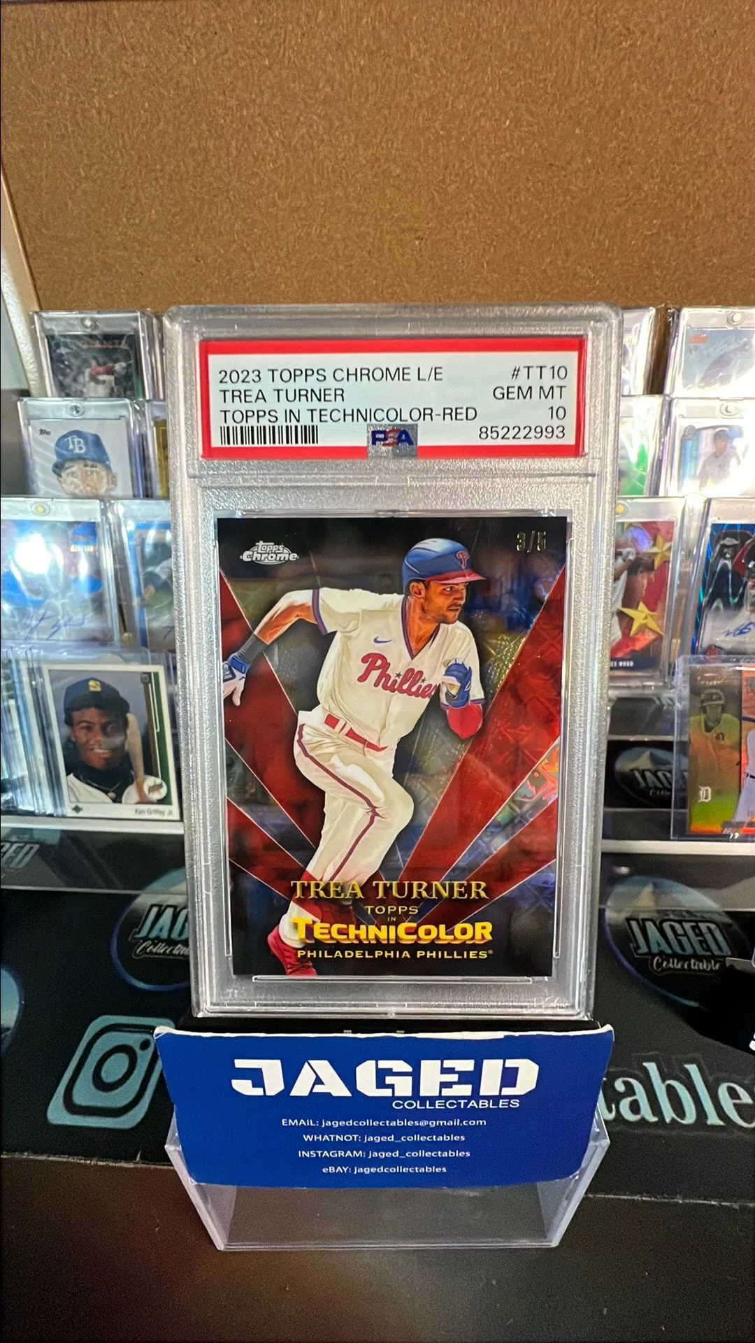 Product image for 2023 Topps Chrome Logofractor Edition Topps In Technicolor Trea Turner TT10 Topps In Technicolor-Red