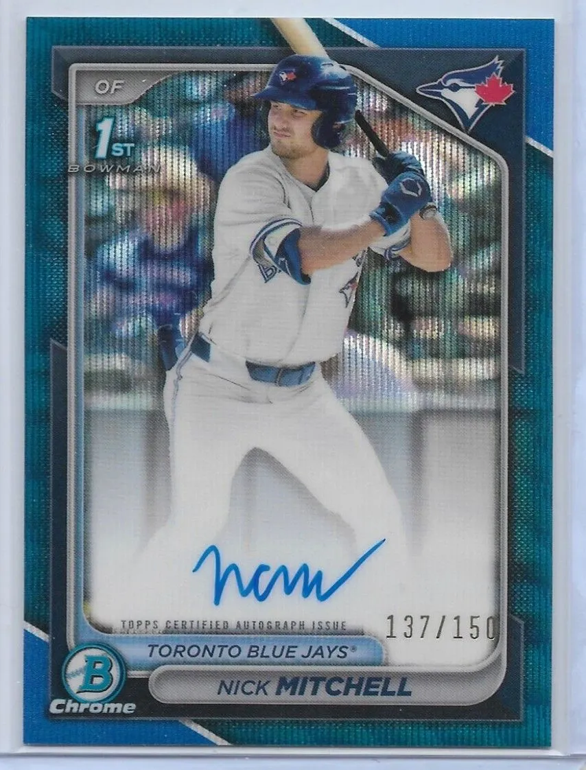 Product image for Bowman Chrome Nick Mitchell On Card Autograph Card (Toronto Blue Jays) 1st Bowman Baseball 137/150 [2024]
