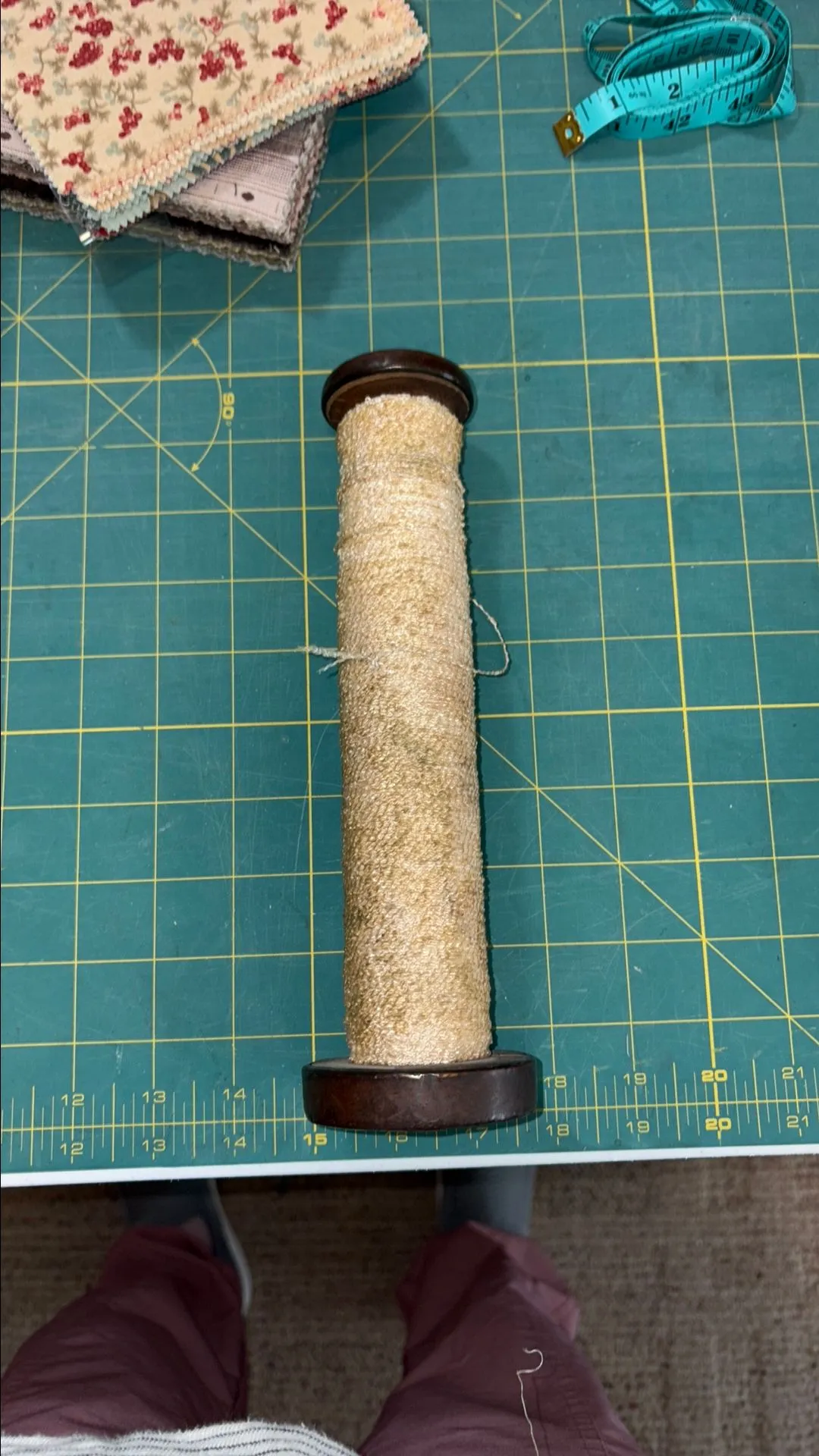 Product image for Antique Wood and Metal spool with thread, 2" x 9