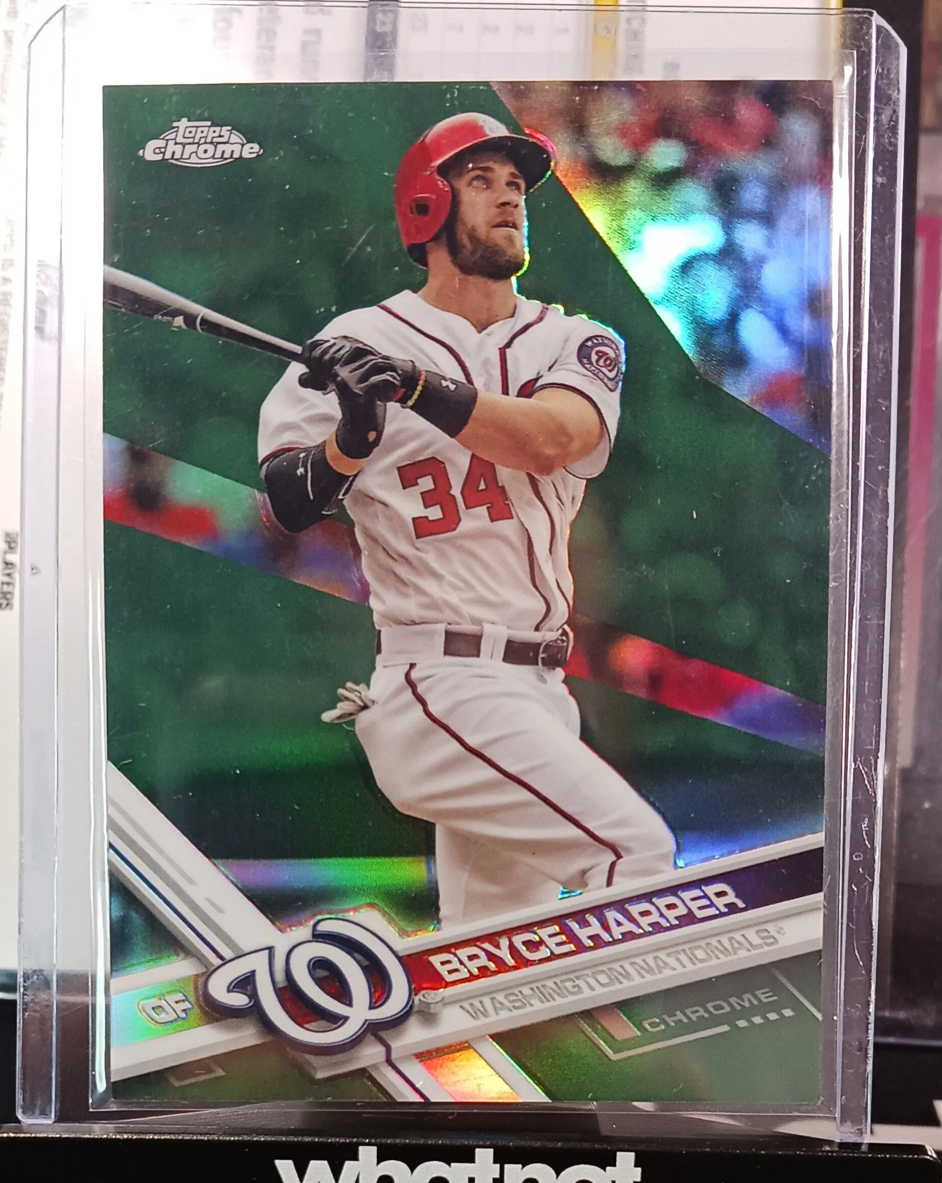 Product image for Bryce Harper 2017 Topps Chrome White Jersey /99 Green Refractor 