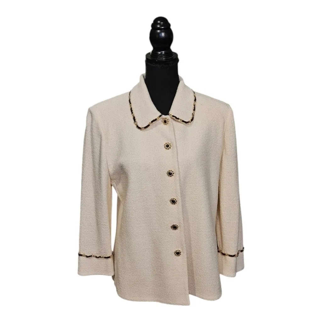Product image for St. John Collection Jacket, Size 12, Off White and Black
