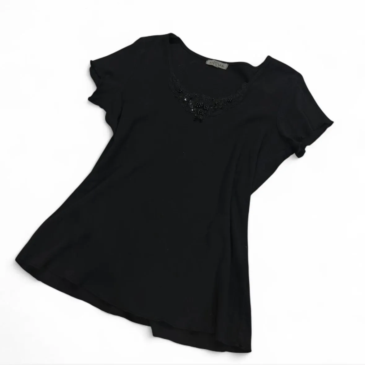 Product image for Black Beaded Baby Tee Made in USA M/L