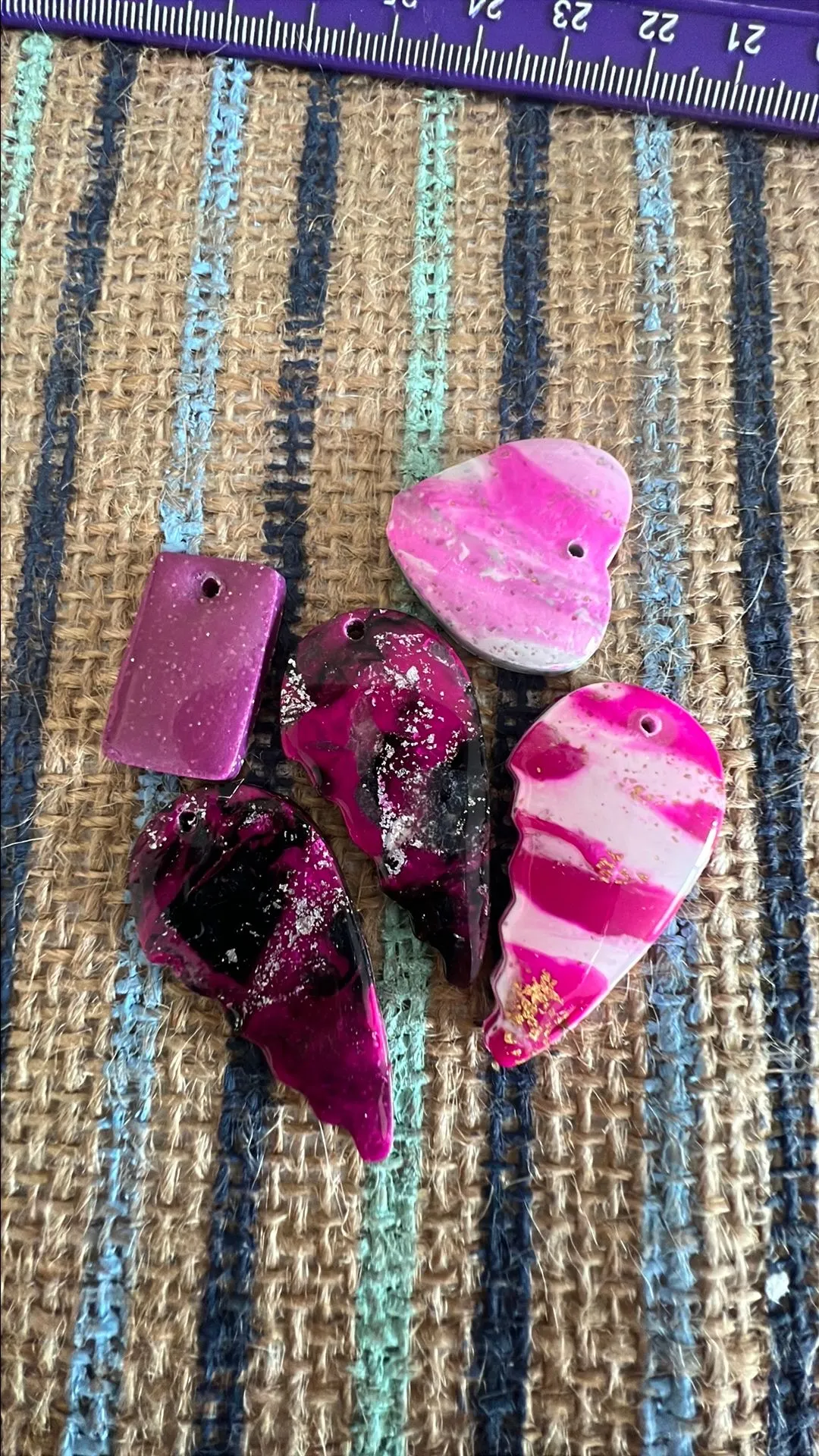 Product image for Pink Swirled Mixed Clay Charms set of 5