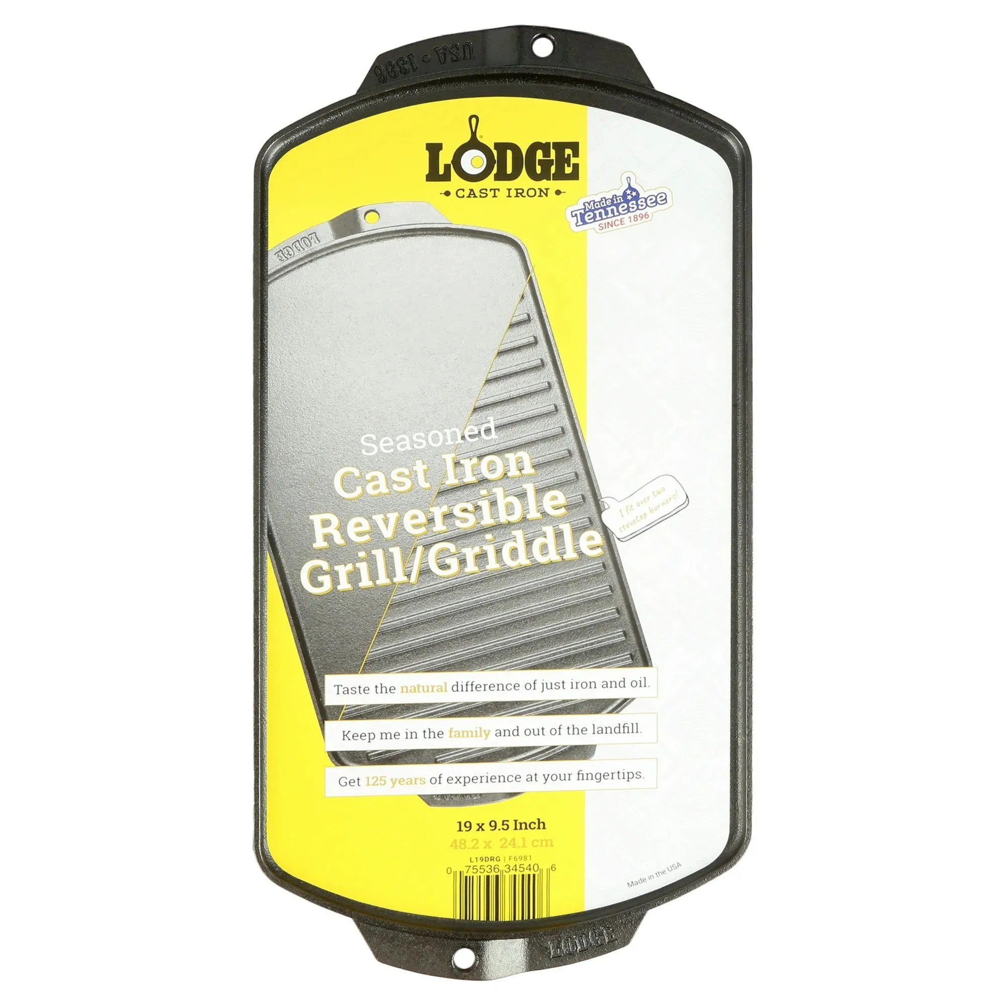 Product image for Lodge Pre-Seasoned Cast Iron Reversible Grill and Griddle