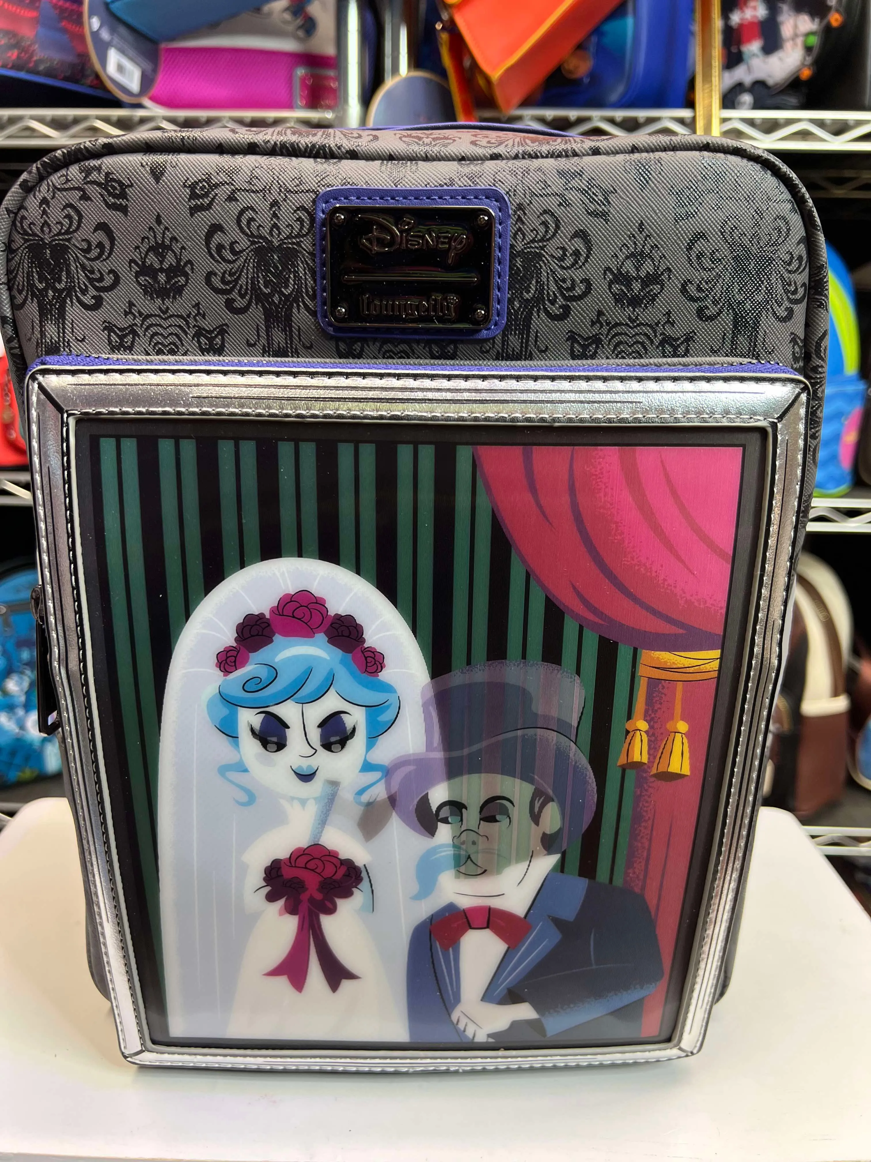 Product image for Loungefly Disney Haunted Mansion The Black Widow Bride Portrait Lenticular Mini Backpack