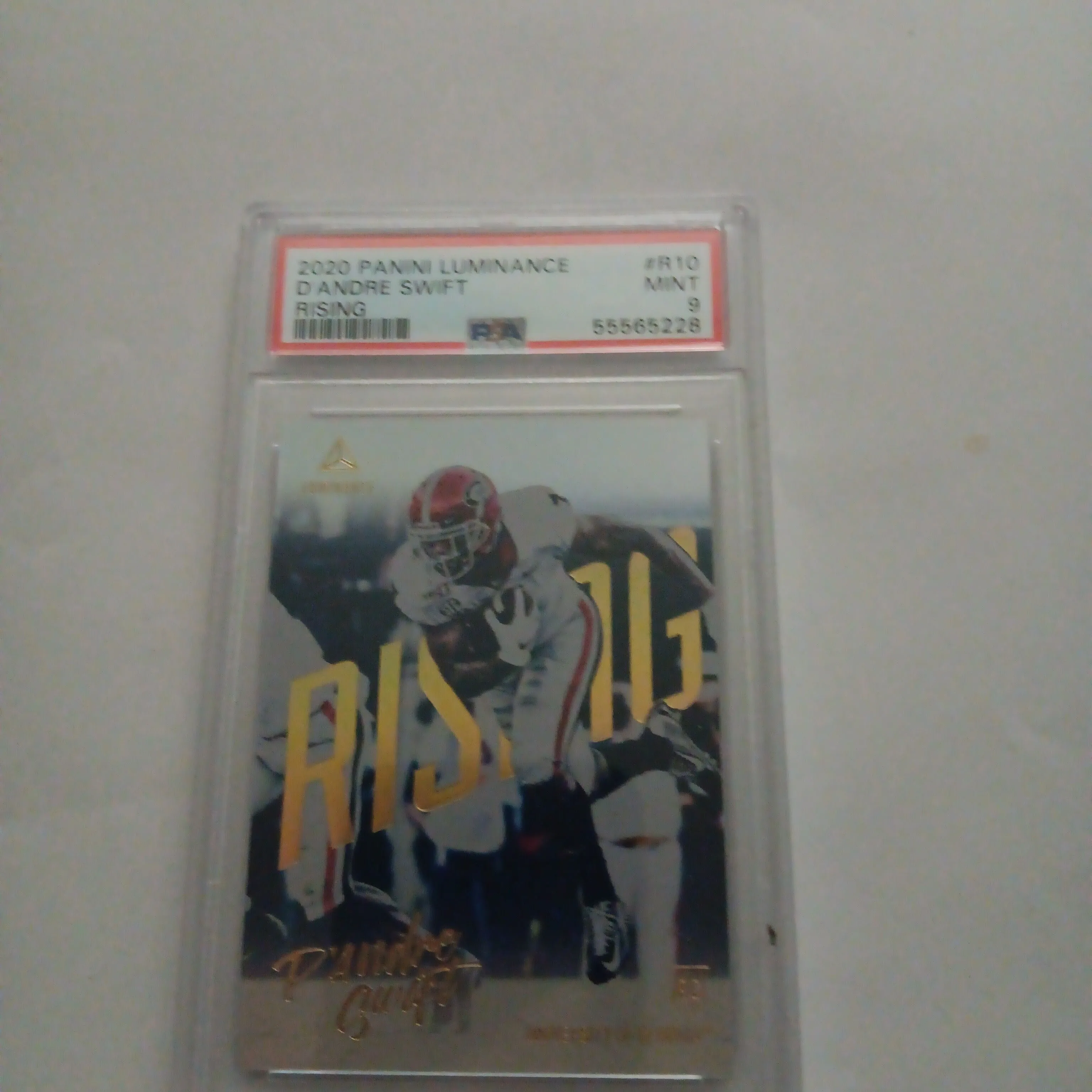 Product image for 2020 Panini Luminance Rising D'Andre Swift R10 Rising PSA MINT 9