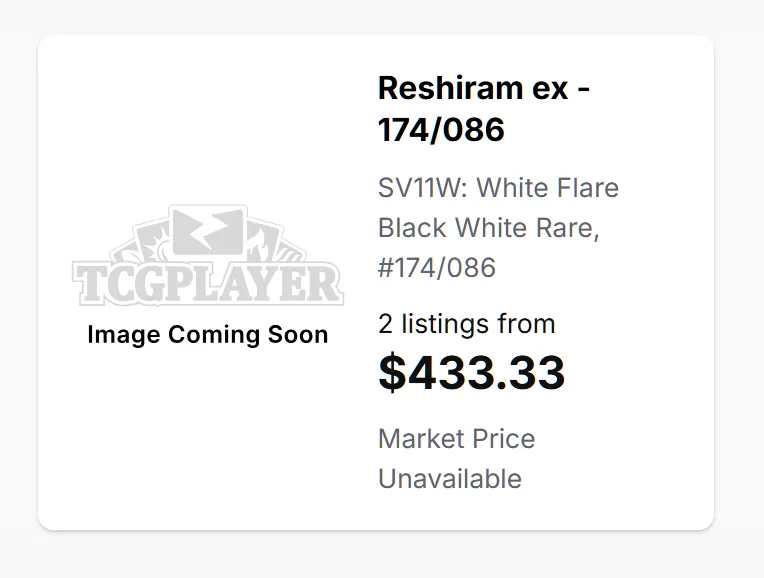 Product image for ***Reshiram ex - 174/086 - SV11W: White Flare (SV11W) BWR