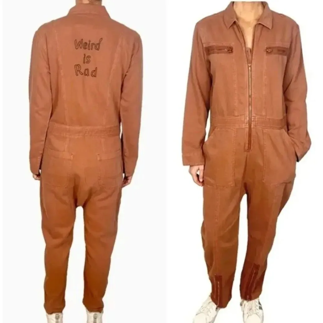 Product image for NWT/ Sandrine Rose Wierd Is Rad Zip Denim Jumpsuit/ Sz L