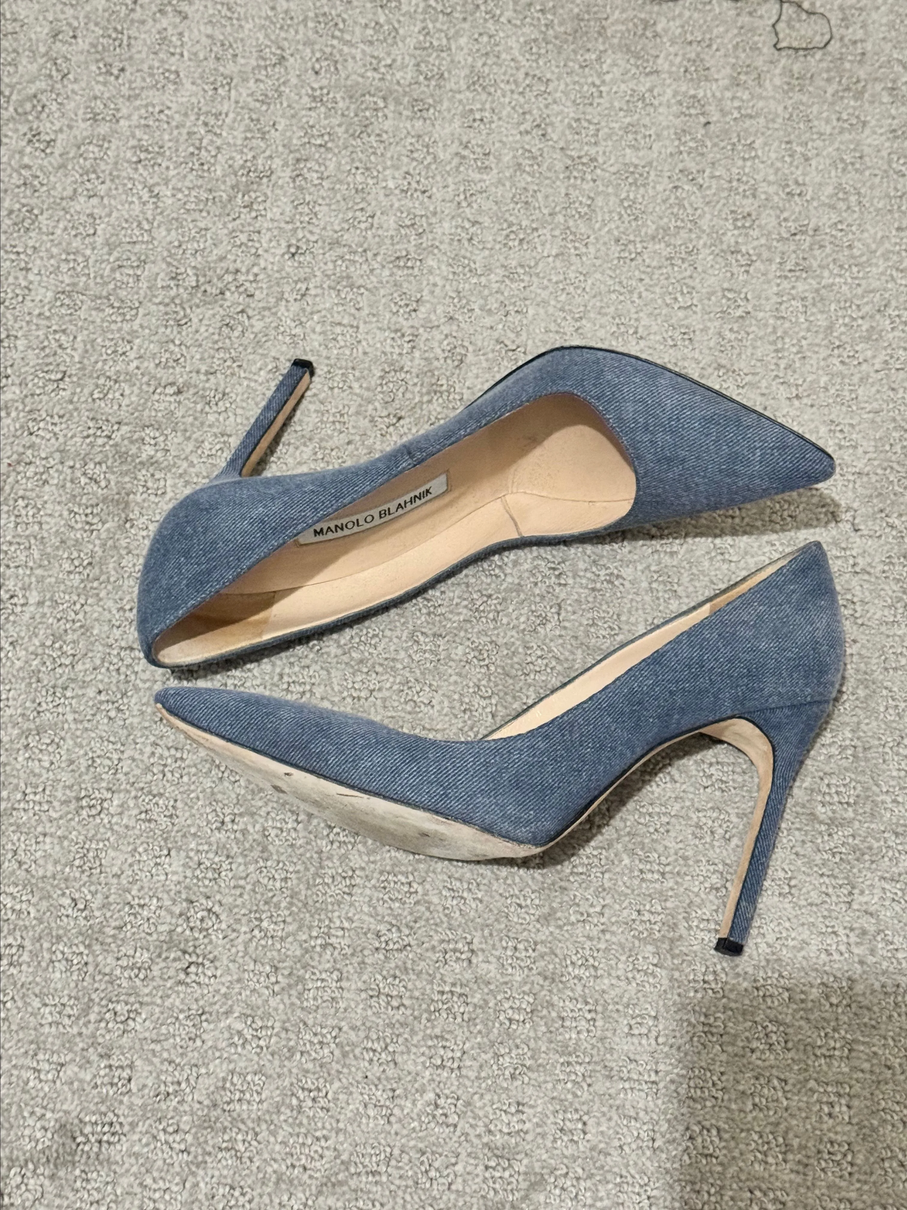 Product image for MANOLO BLAHNIK - 105 Dk Blue Denim Shoes Pumps Size: 38