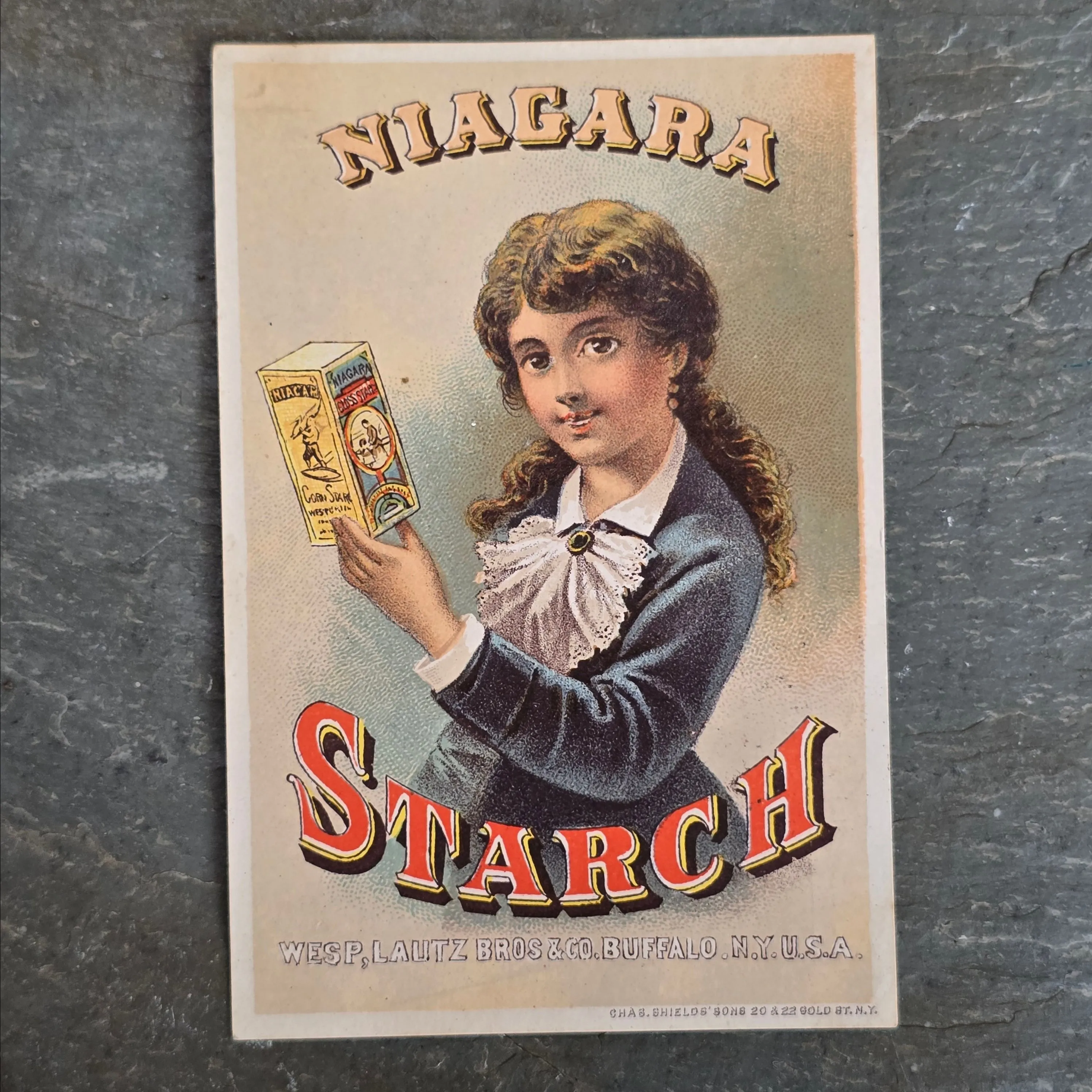 Product image for Niagara Corn Starch Antique Advertising Victorian Trade Card Lautz Bros. Buffalo Retailer Walker & Howe Brattleboro, VT (WNB2-282)