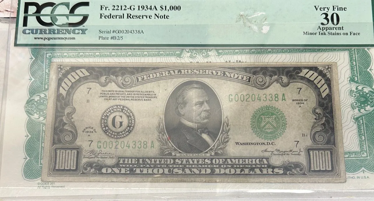 Product image for 1934A 1000 Dollar Note Graded