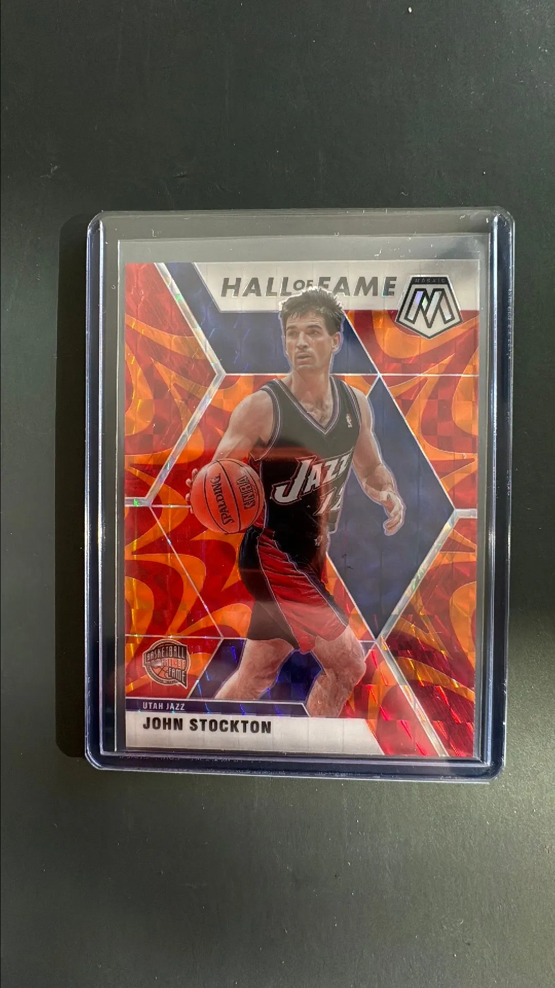 Product image for 2019-20 Mosaic -John Stockton- Orange Reactive Hall of Fame - Utah Jazz