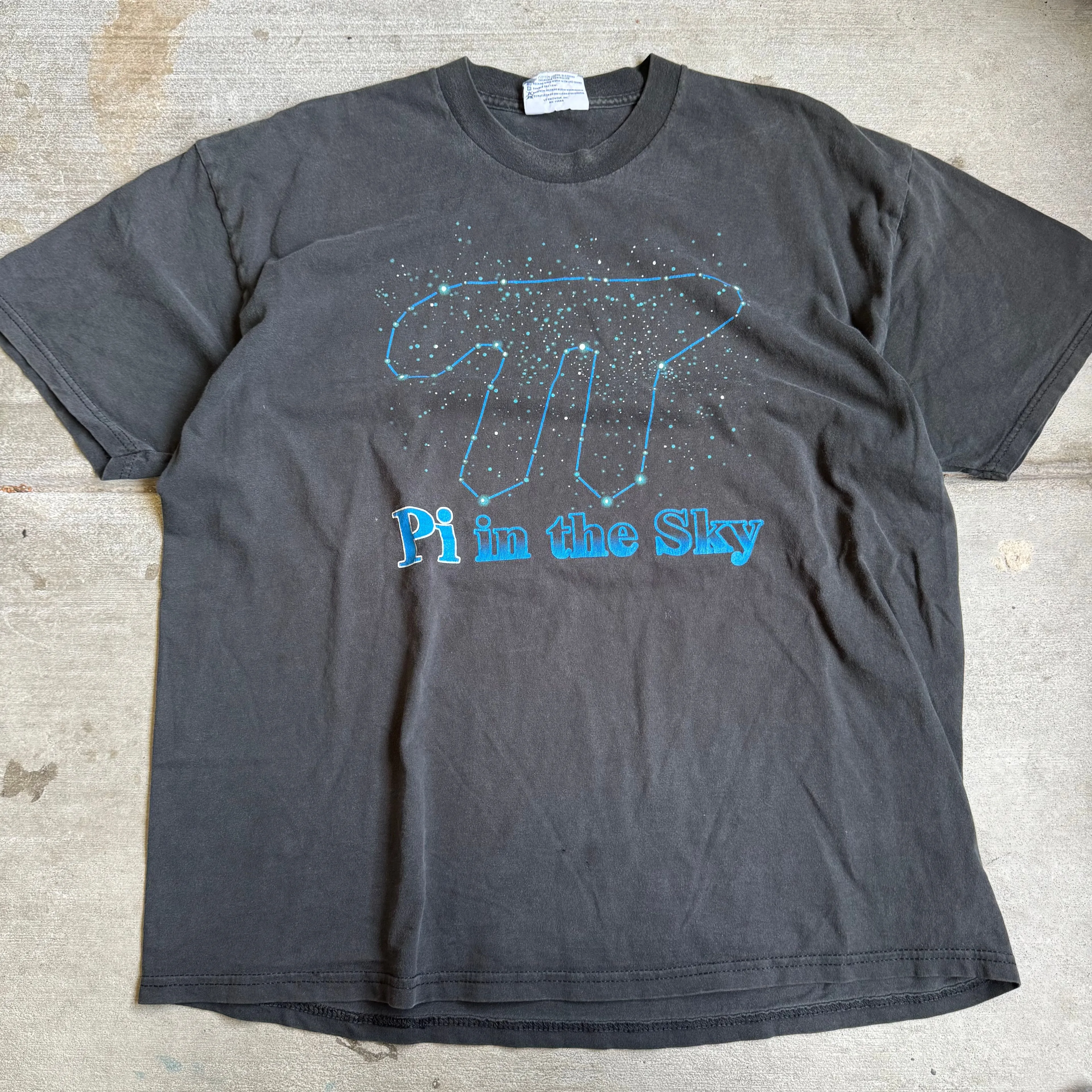 Product image for #204 Pi in the Sky 90s Vintage Black Faded Graphic T-Shirt