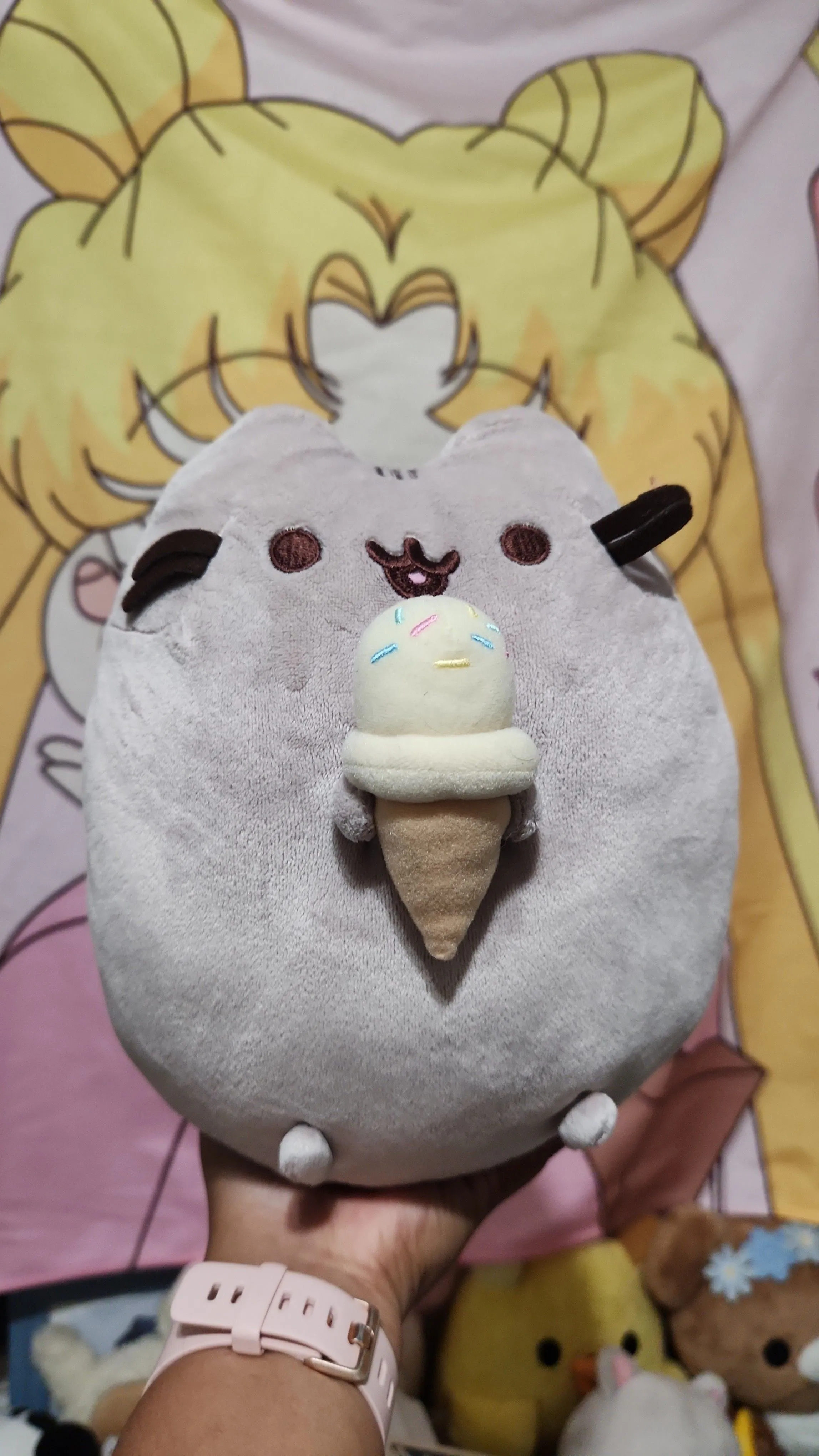Product image for GUND Pusheen Cat With Ice Cream Cone 10” Grey Plush Stuffed Animal