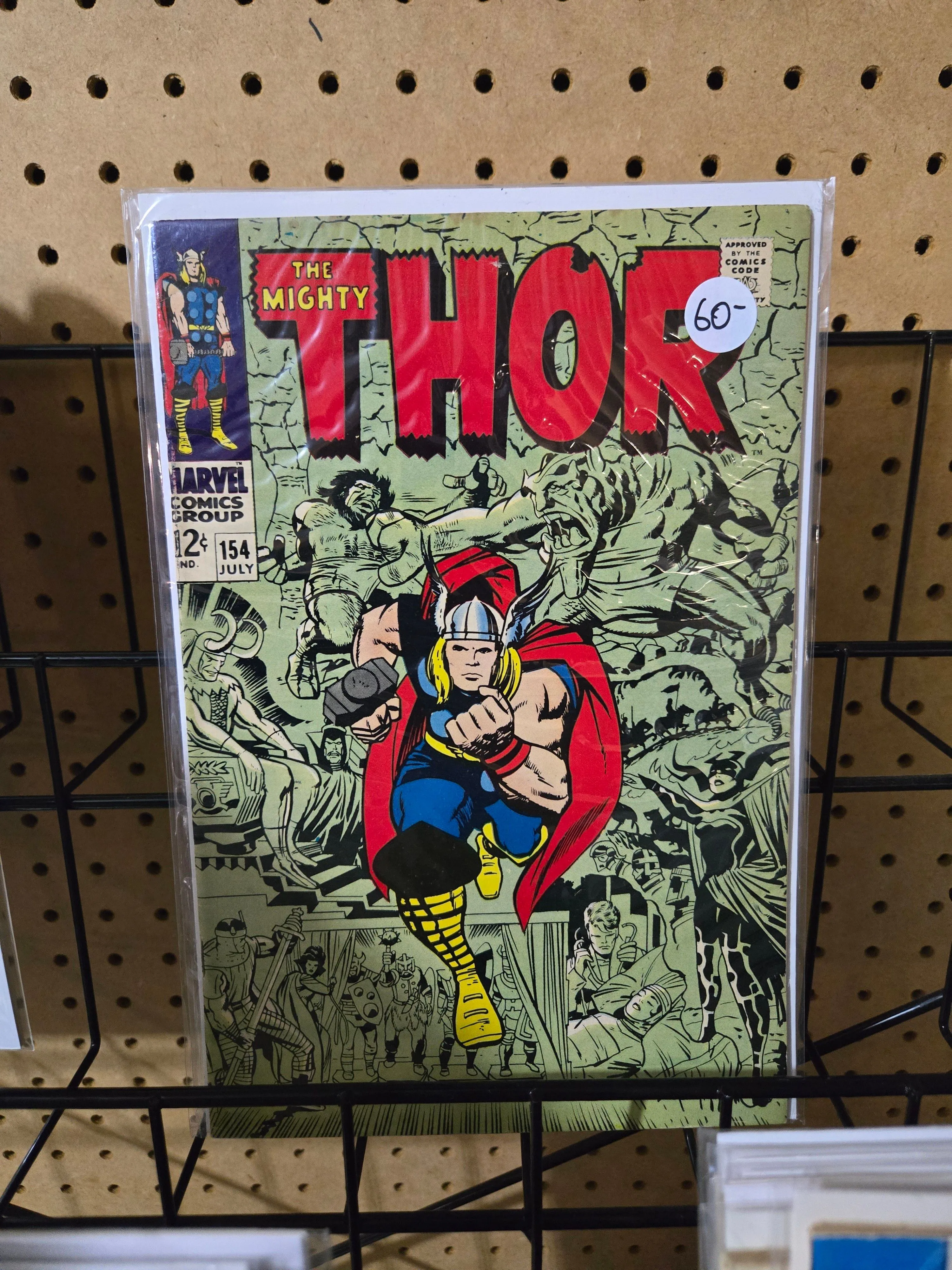Product image for 895 Mighty Thor #154 July  1968  Marvel Comics Jack Kirby art - 1st first App Mangog
