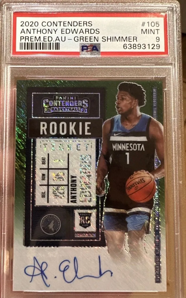 Product image for Anthony Edwards green shimmer rookie ticket