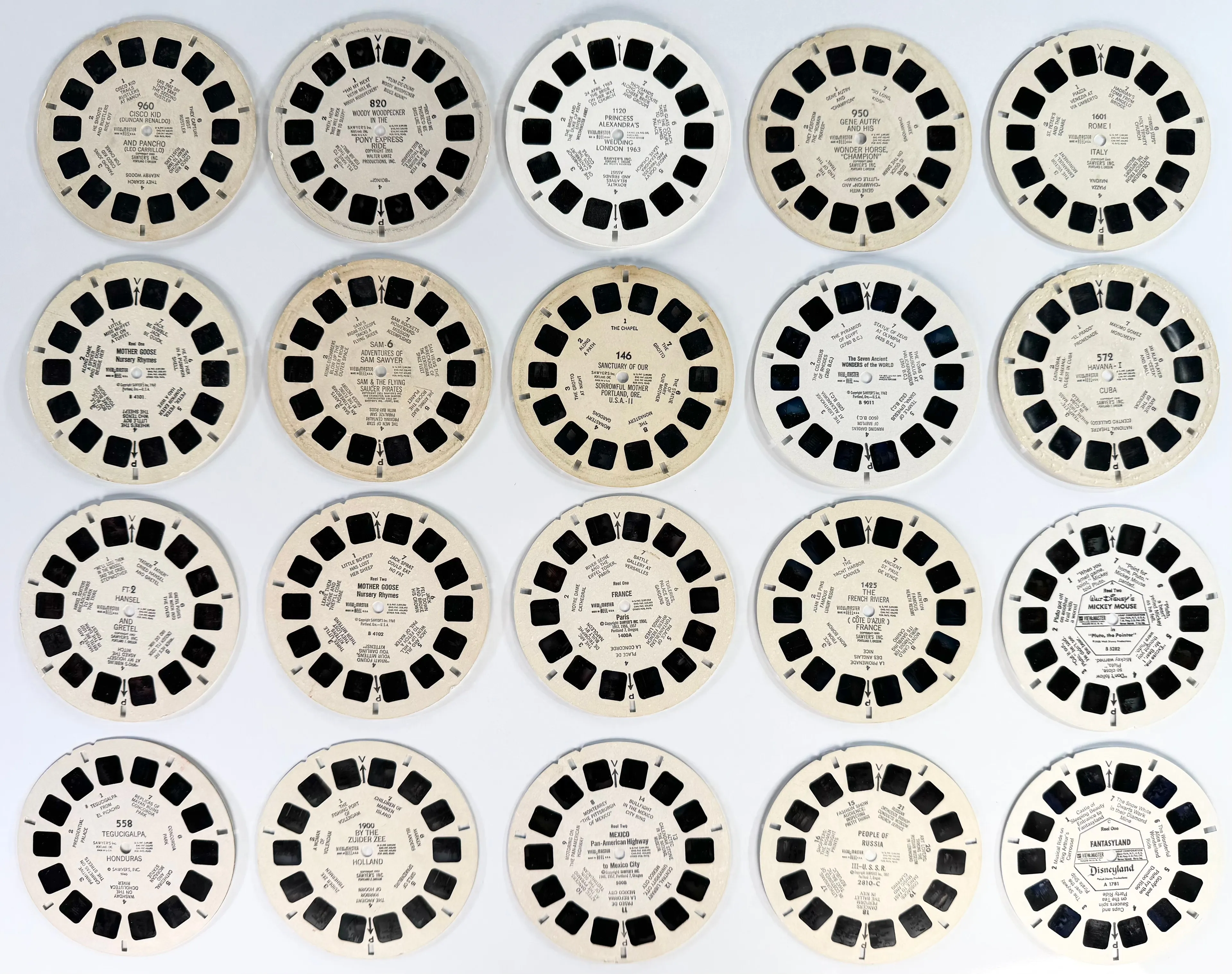 Product image for Vintage Viewmaster Lot of 20 Reels Travel Disney Children’s Stories Sawyer GAF