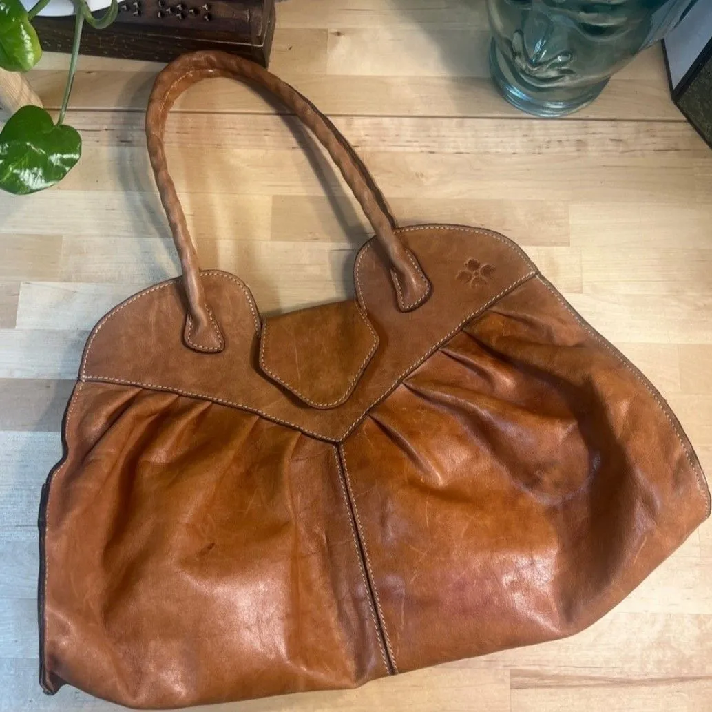 Product image for Patricia Nash Caramel Brown Lione Satchel 18x10x7"