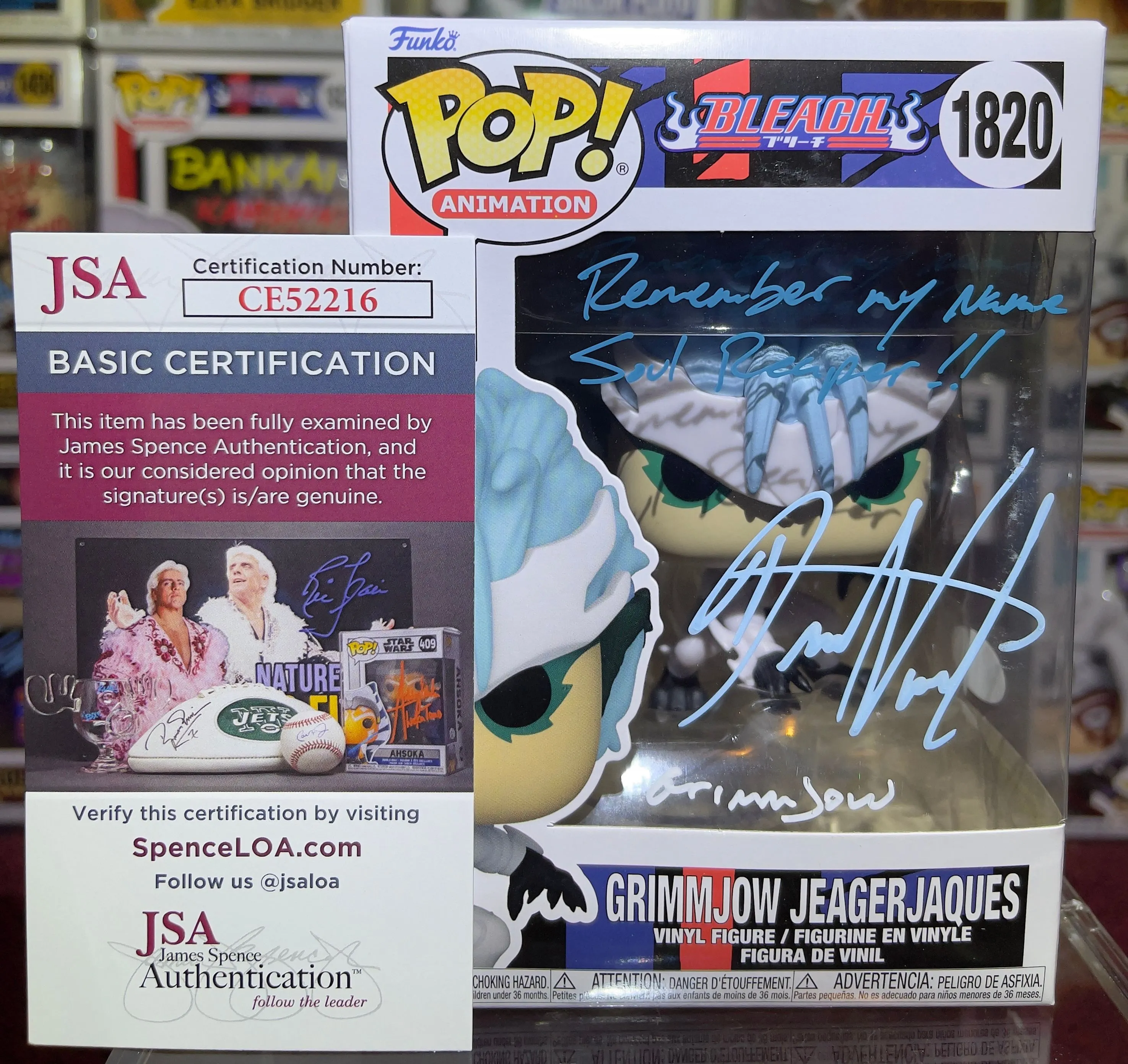 Product image for Bleach Anime Grimmjow Jeagerjaques #1820 Signed By David Vincent Funko Pop JSA COA