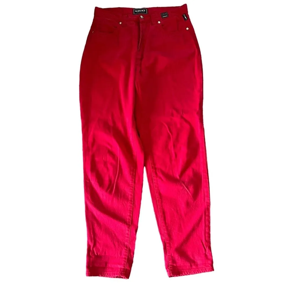 Product image for VERSACE JEANS COUTURE red vintage tapered jeans size 31/45 626431