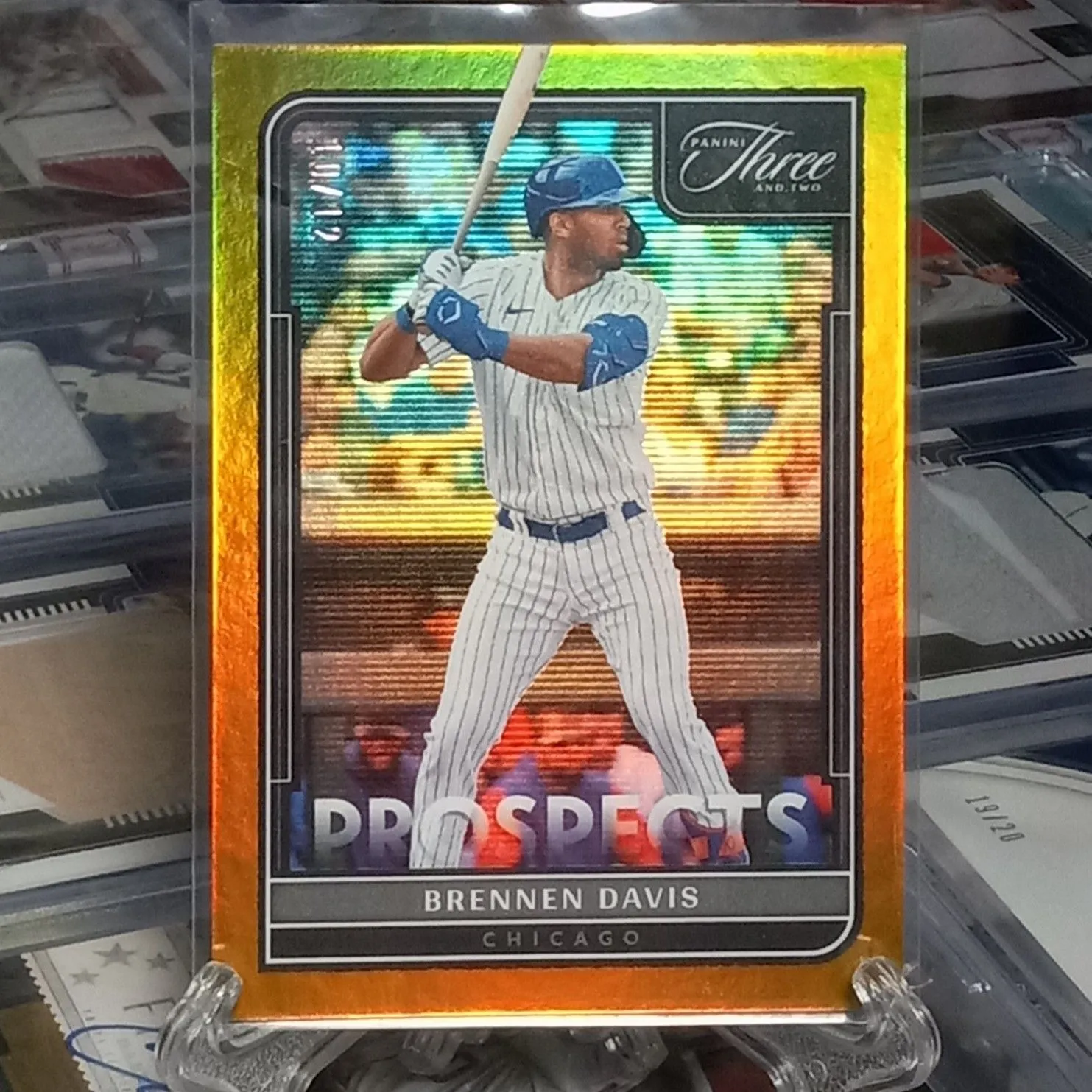 Product image for Brennen Davis 2022 Panini Three And Two Baseball Prospects holo gold /12