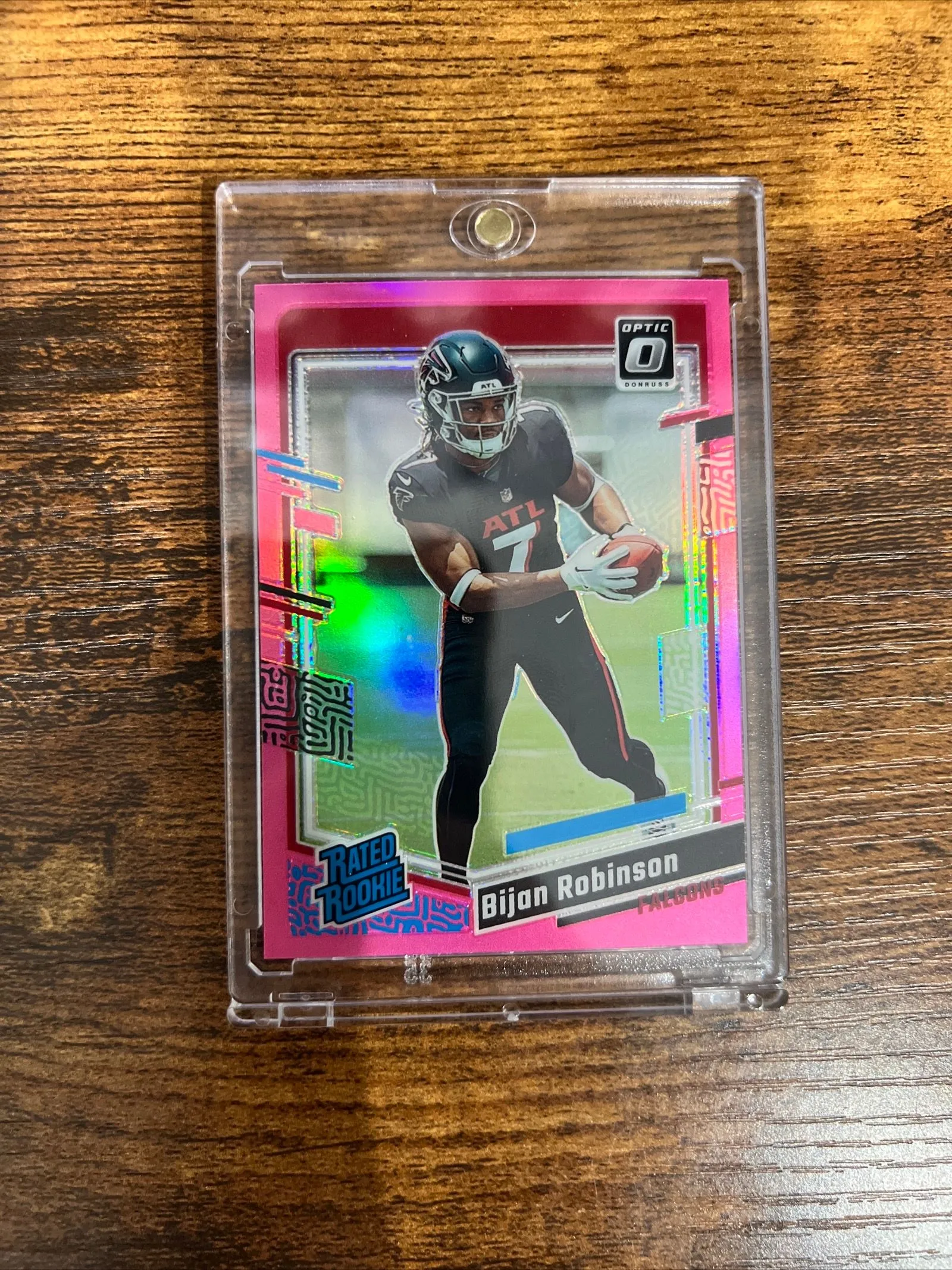 Product image for 2023 Donruss Optic Bijan Robinson Rated Rookie Pink Prizm SP #206 RC Mint 🔥