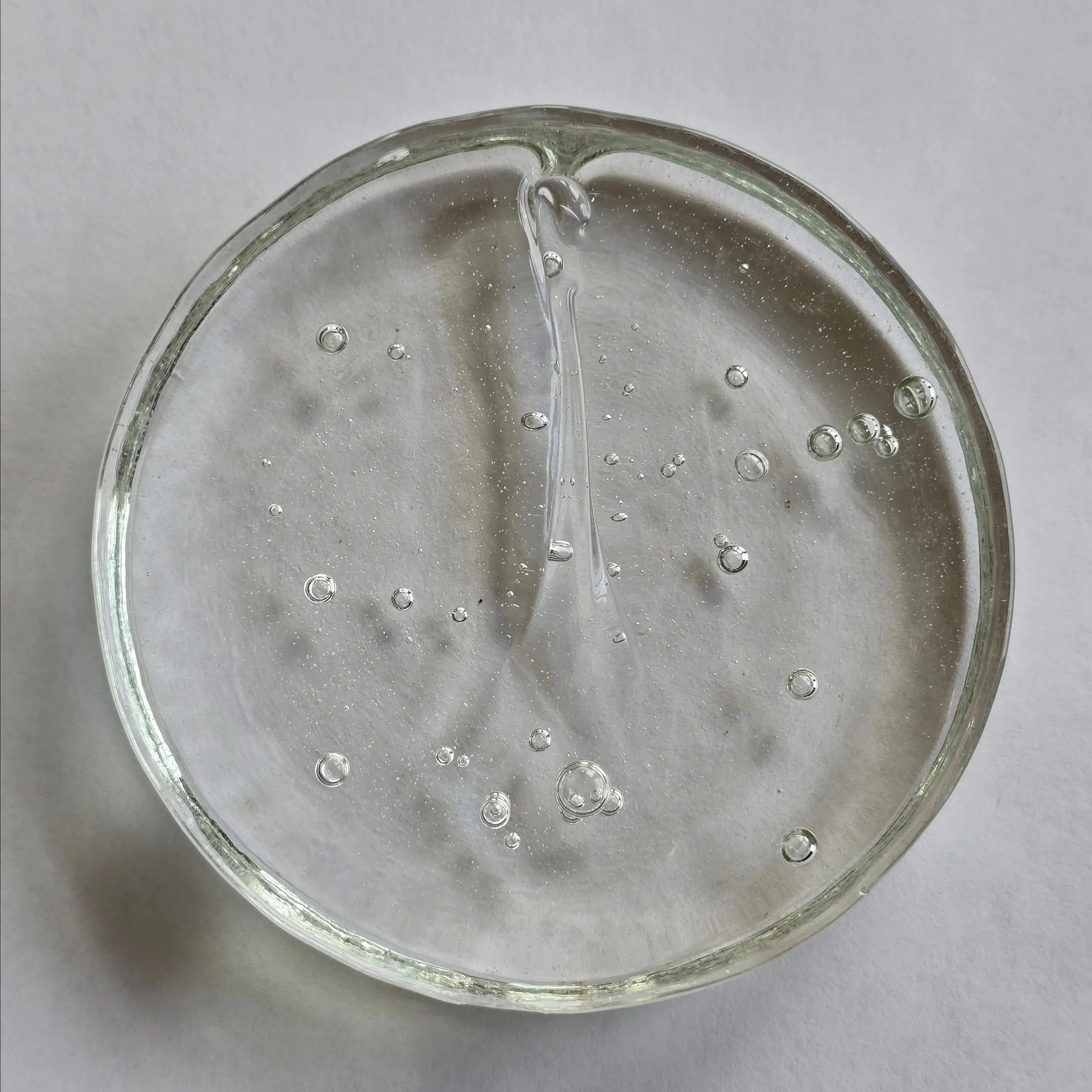 Product image for Vintage Handmade Clear Glass Paperweight w/ Controlled Bubbles and Interesting Design (WN-20-GJ)