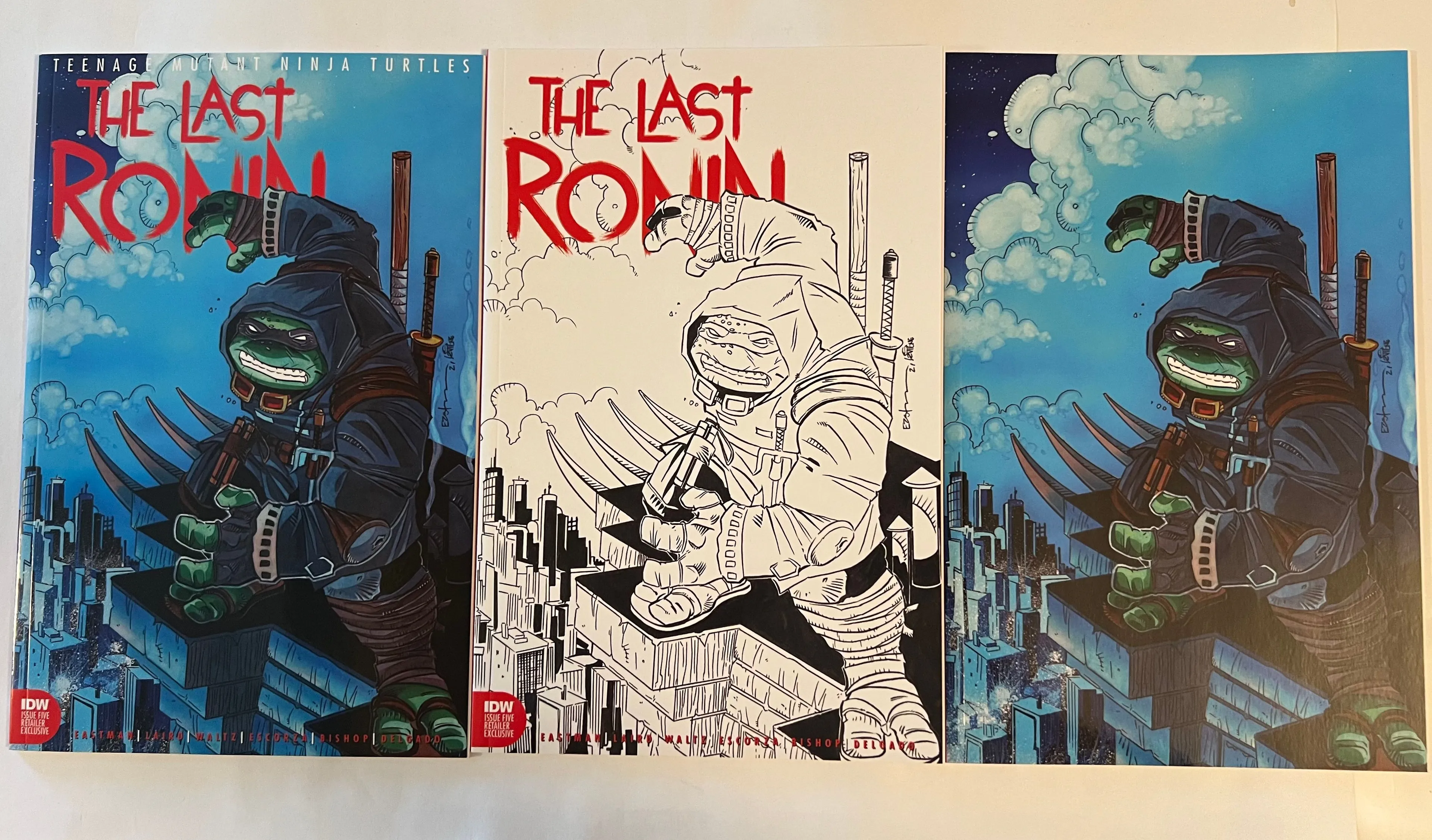 Product image for TMNT The Last Ronin #5 Jetpack Kevin Eastman & Steve Lavigne Trade Virgin B/W Variant Cover Set of 3