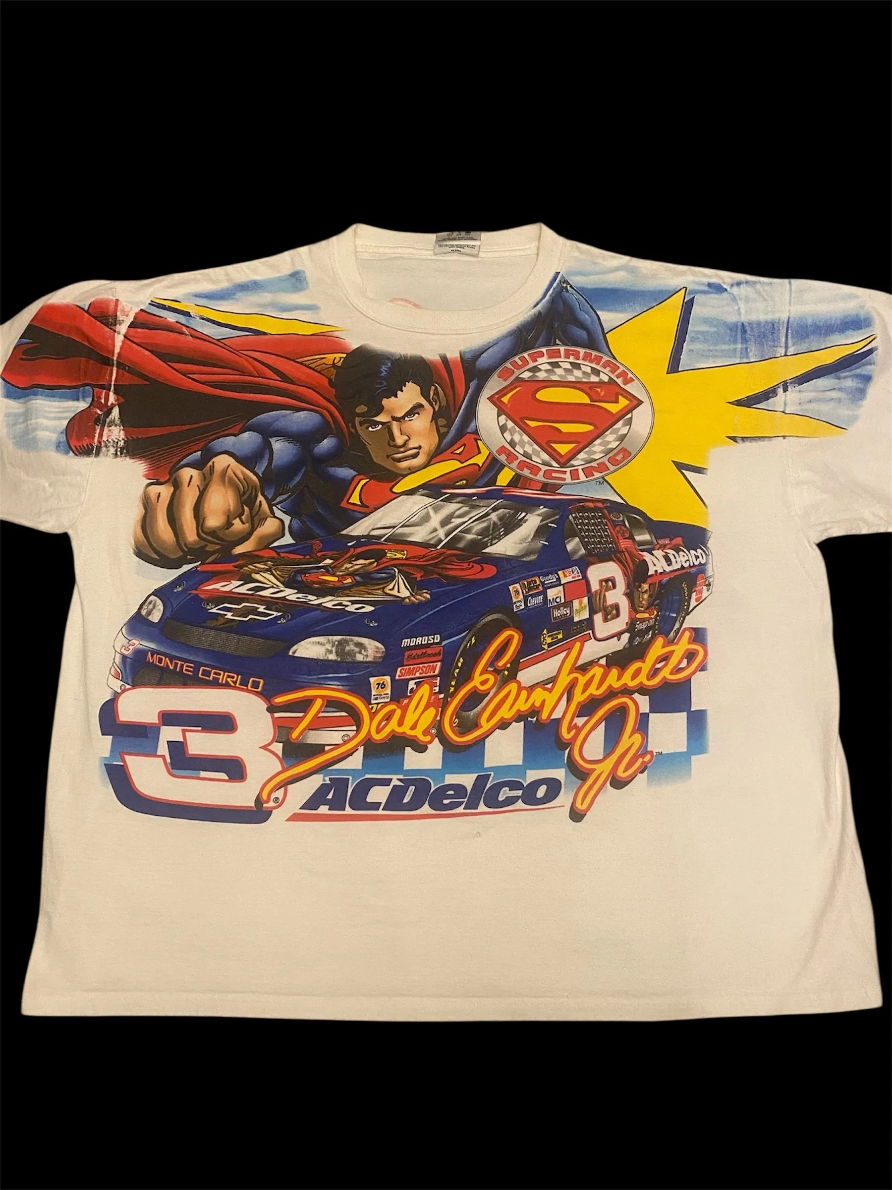 Product image for 1999 Dale Jr 3 AOP Superman Racing Shirt 2XL