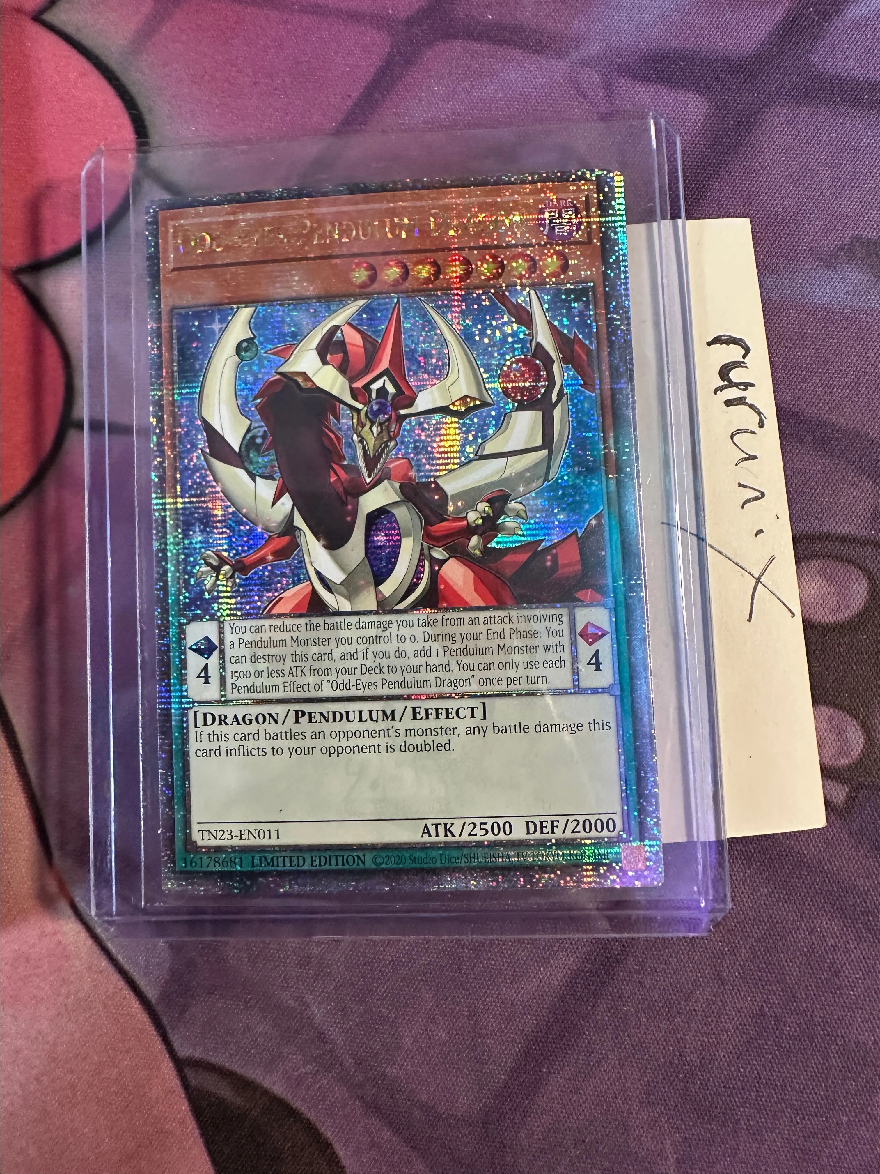 YuGiOh Trading Card Game 25th Anniversary Quarter Century Secret Rare Odd-Eyes Pendulum Dragon TN23-EN011