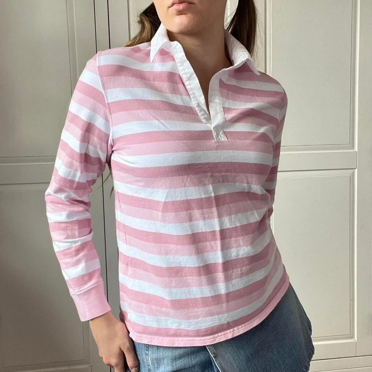 Product image for M&S pink stripe polo