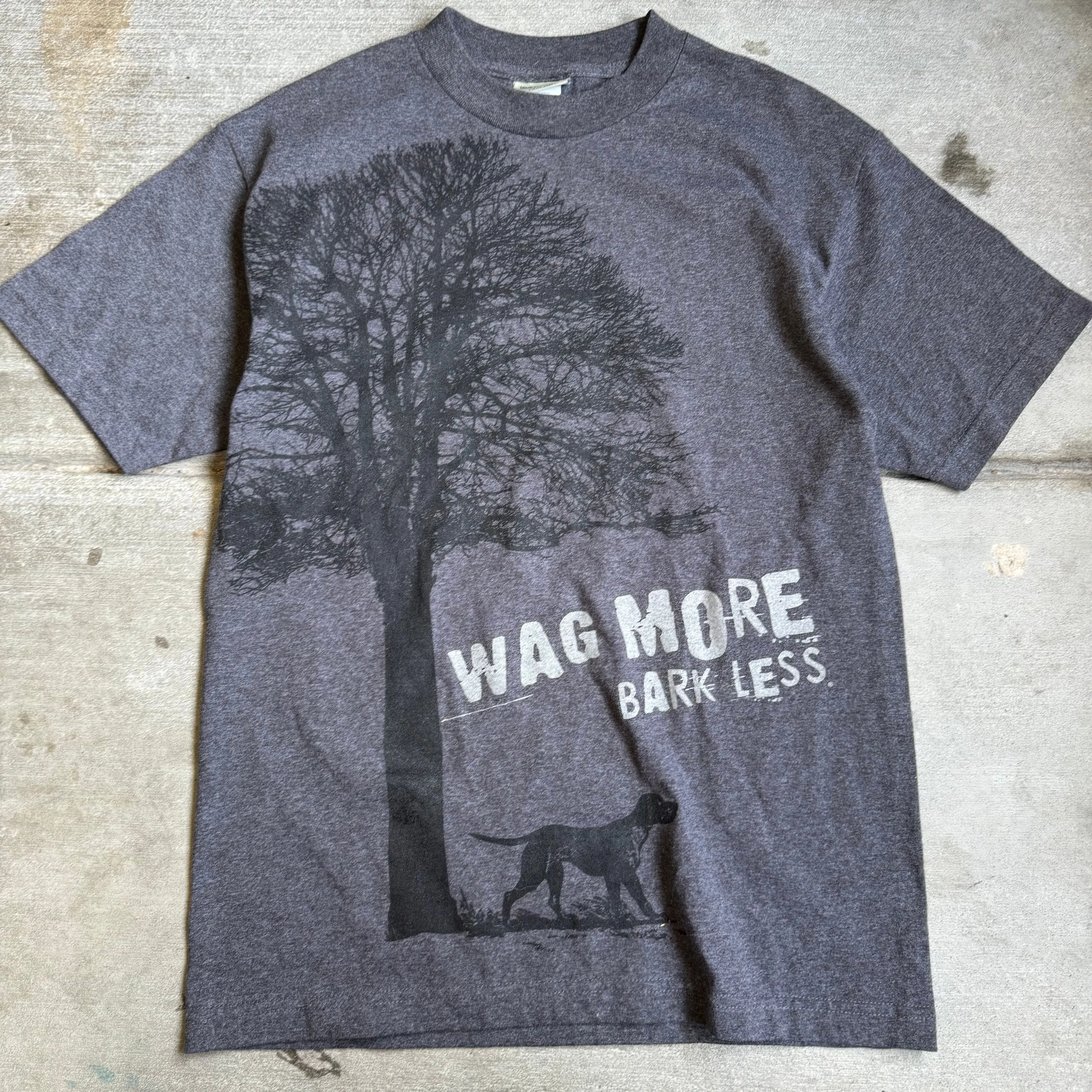 Product image for #214 Nature Wag More Bark Less Y2K Dark Gray T-Shirt