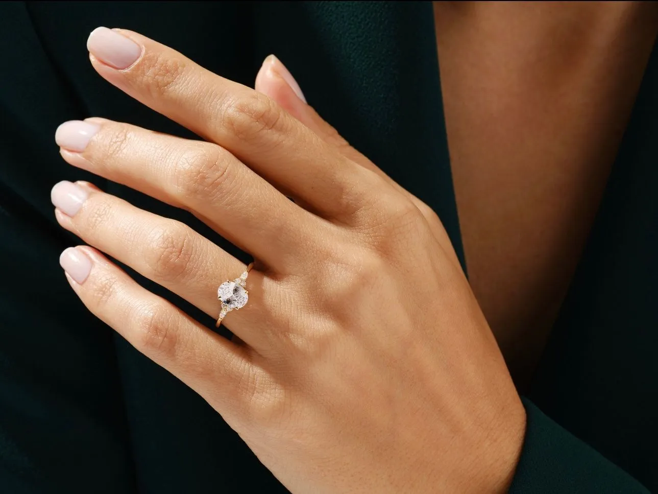 Product image for 14k Gold Vermeil Vintage Diamond Engagement Ring for Women Oval Diamond Ring By North Jewelry