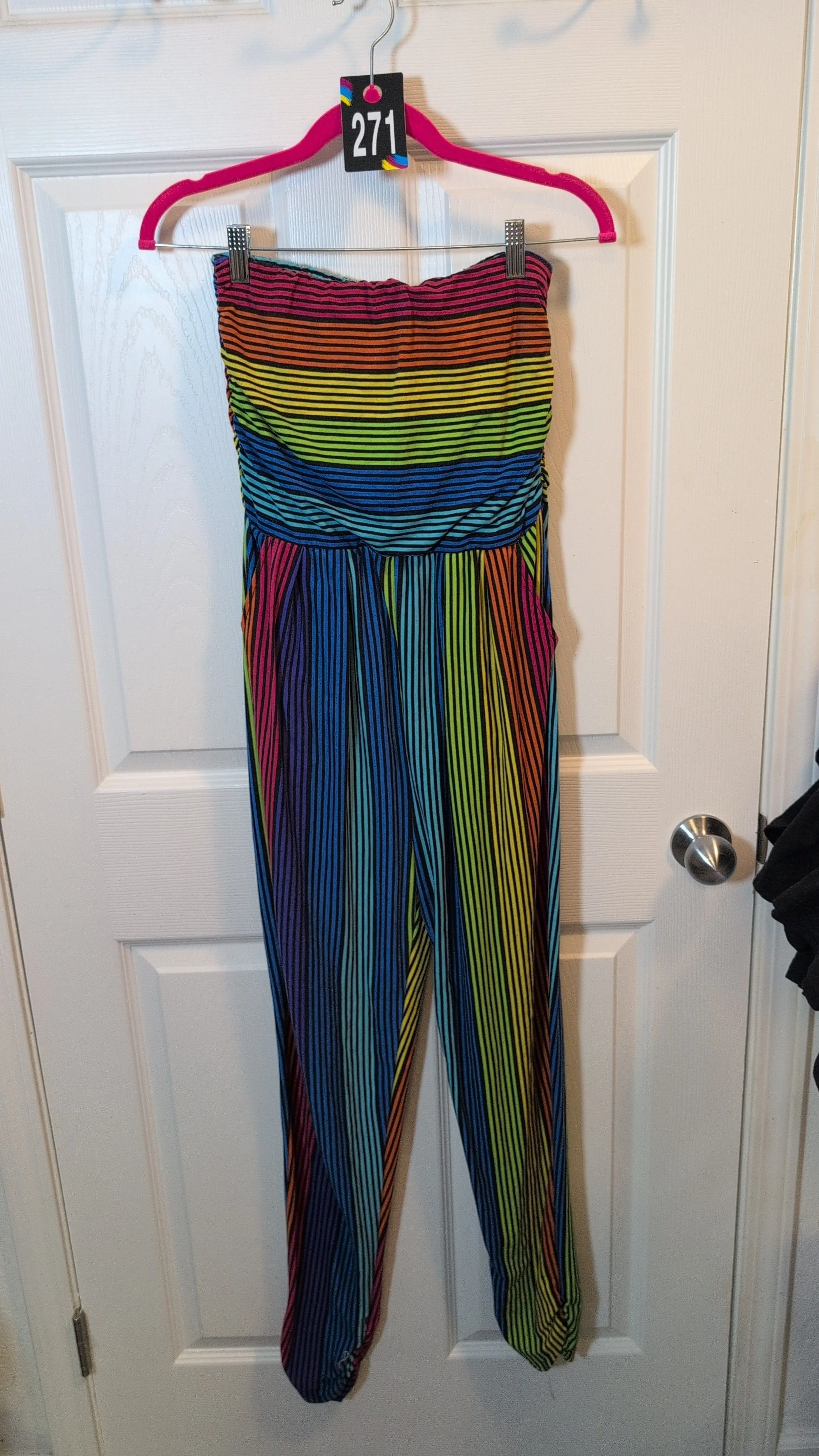 Product image for z271 Love strapless rainbow striped POCKETS size large