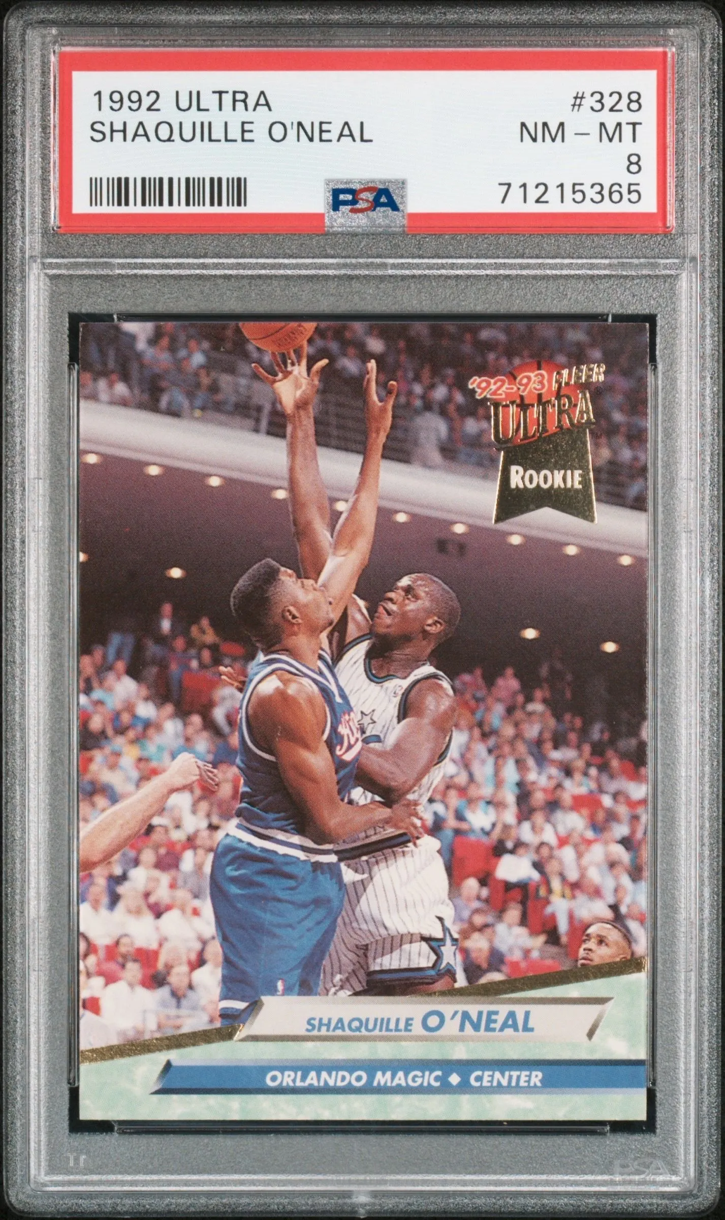 Product image for 1992 Ultra Shaquille O'Neal 328  PSA NM-MT 8