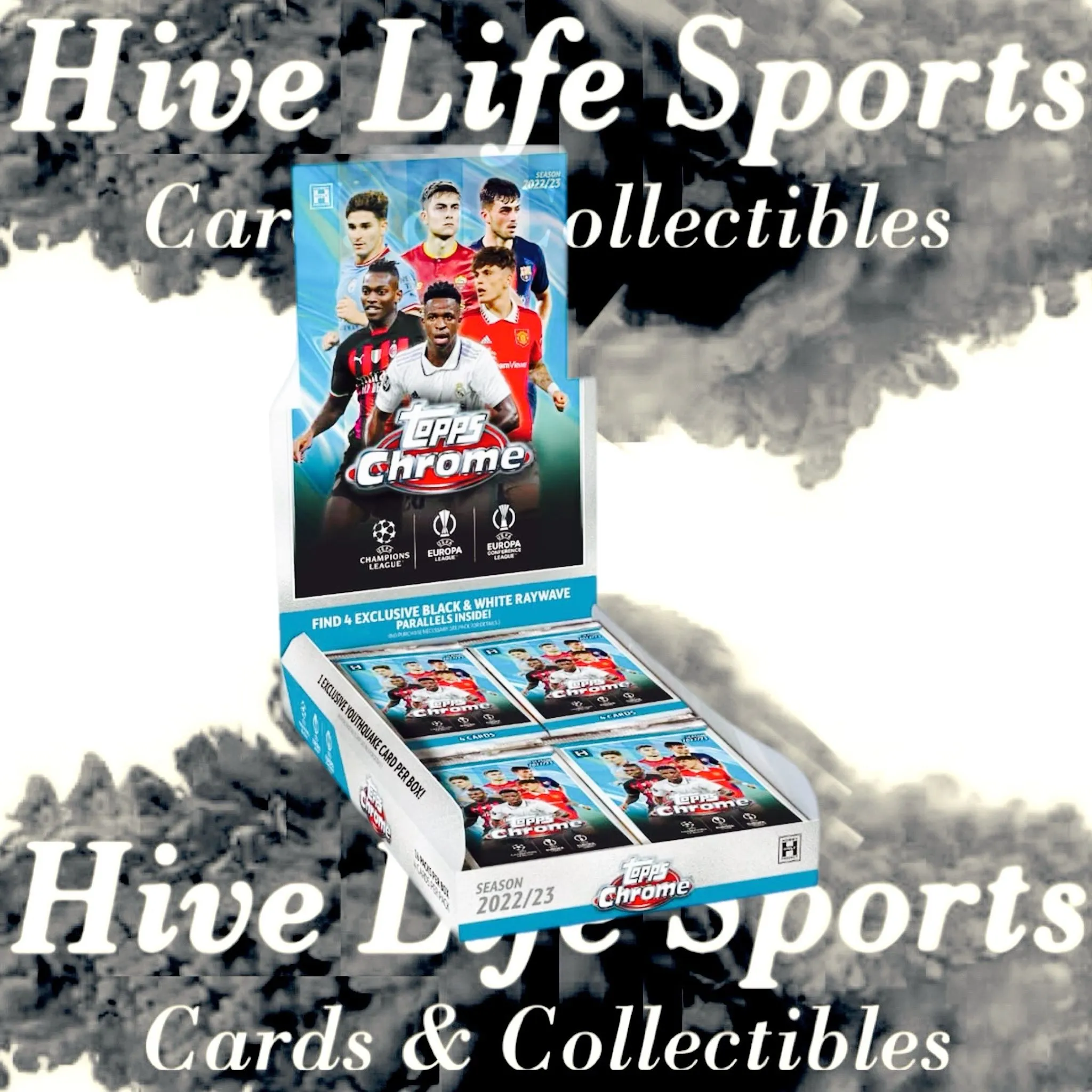 Product image for *1 personal box 2022-23 Topps Chrome UCL Hobby Lite (Black & White Raywaves)