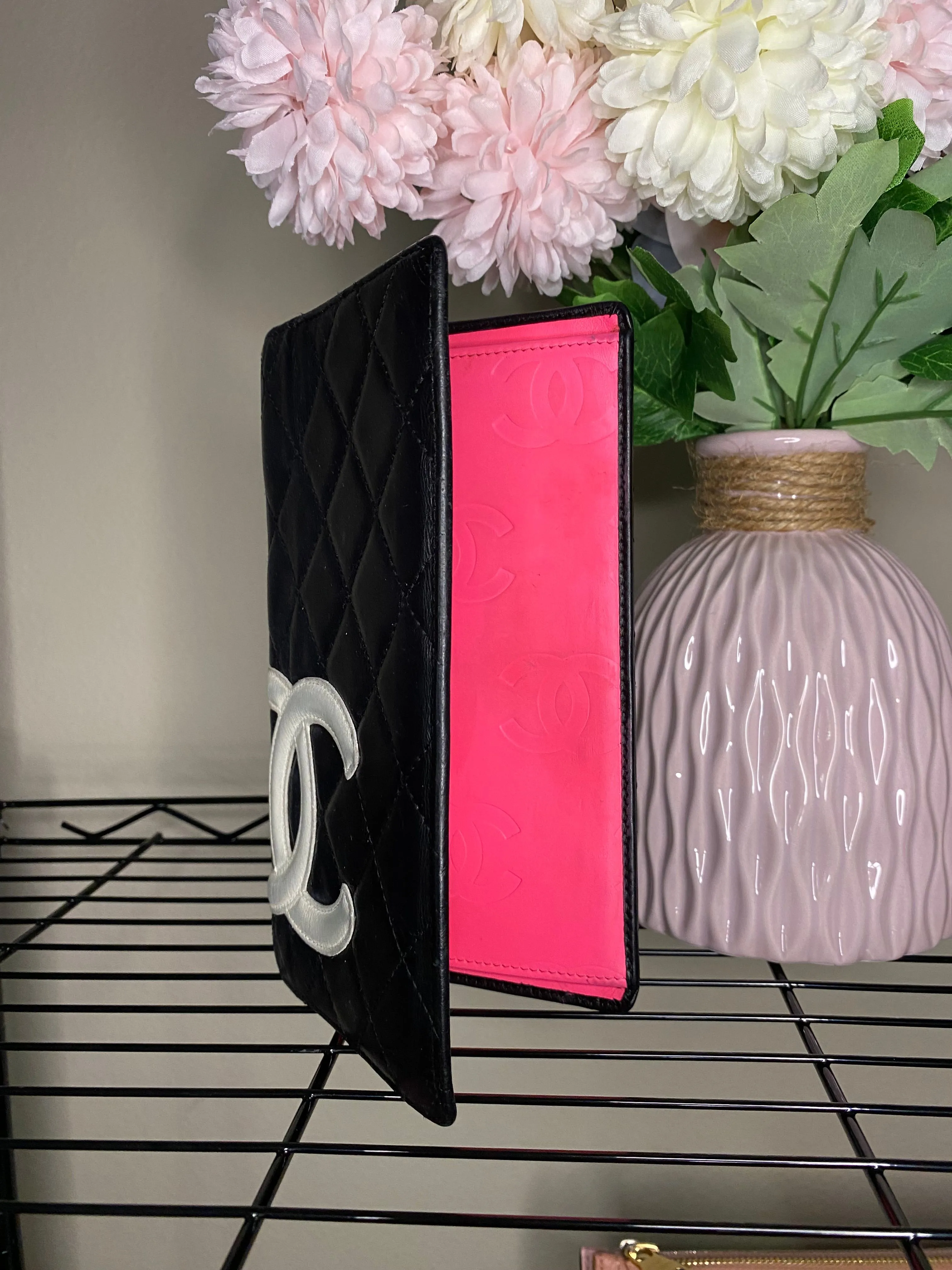 Product image for #1048 Chanel black/hot pink cambon lambskin wallet
