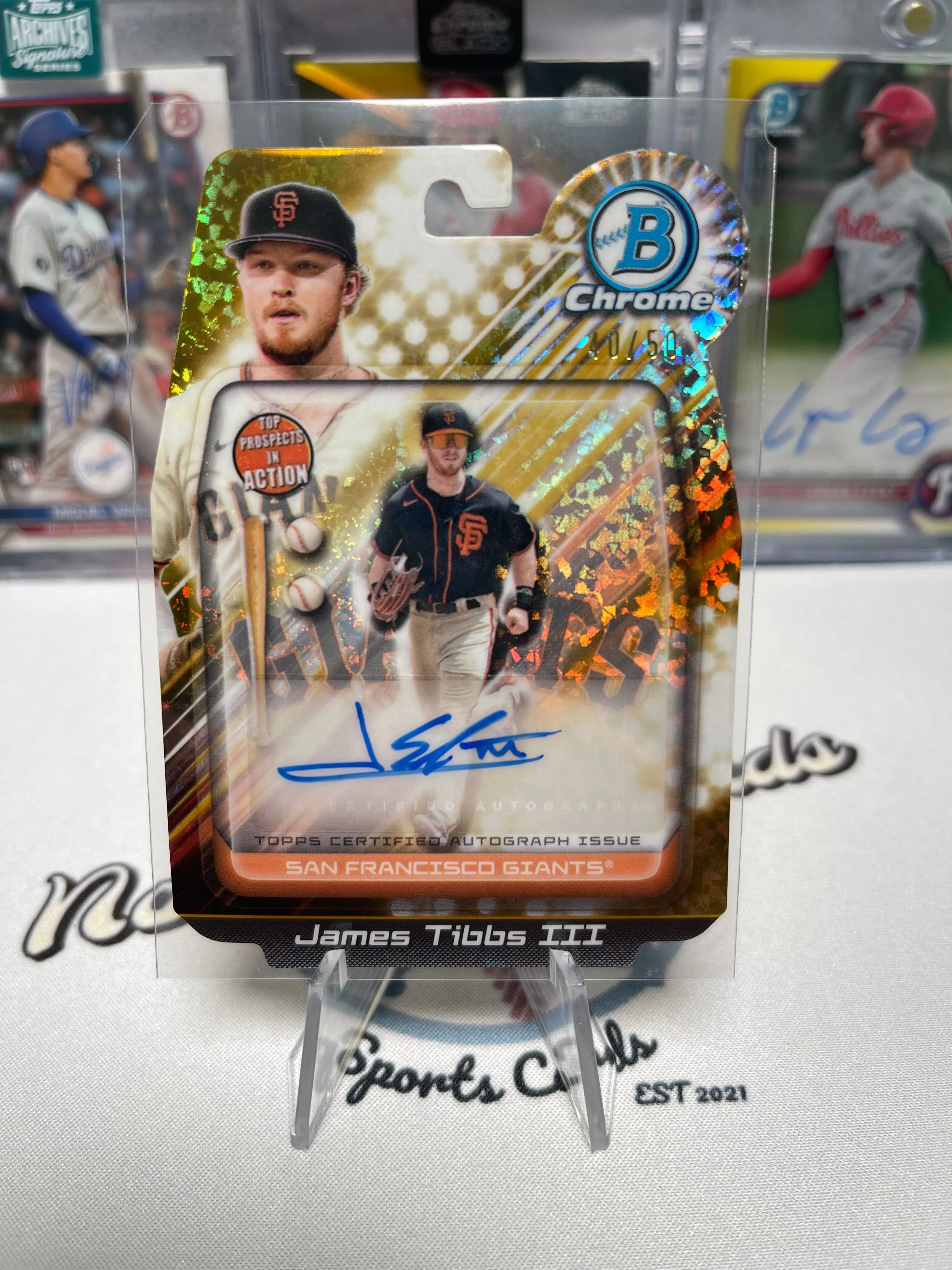 Product image for James Tibbs III 2024 Bowman Chrome Draft <40/50 Auto Gold Mini Diamond Action> BOS Red Sox
