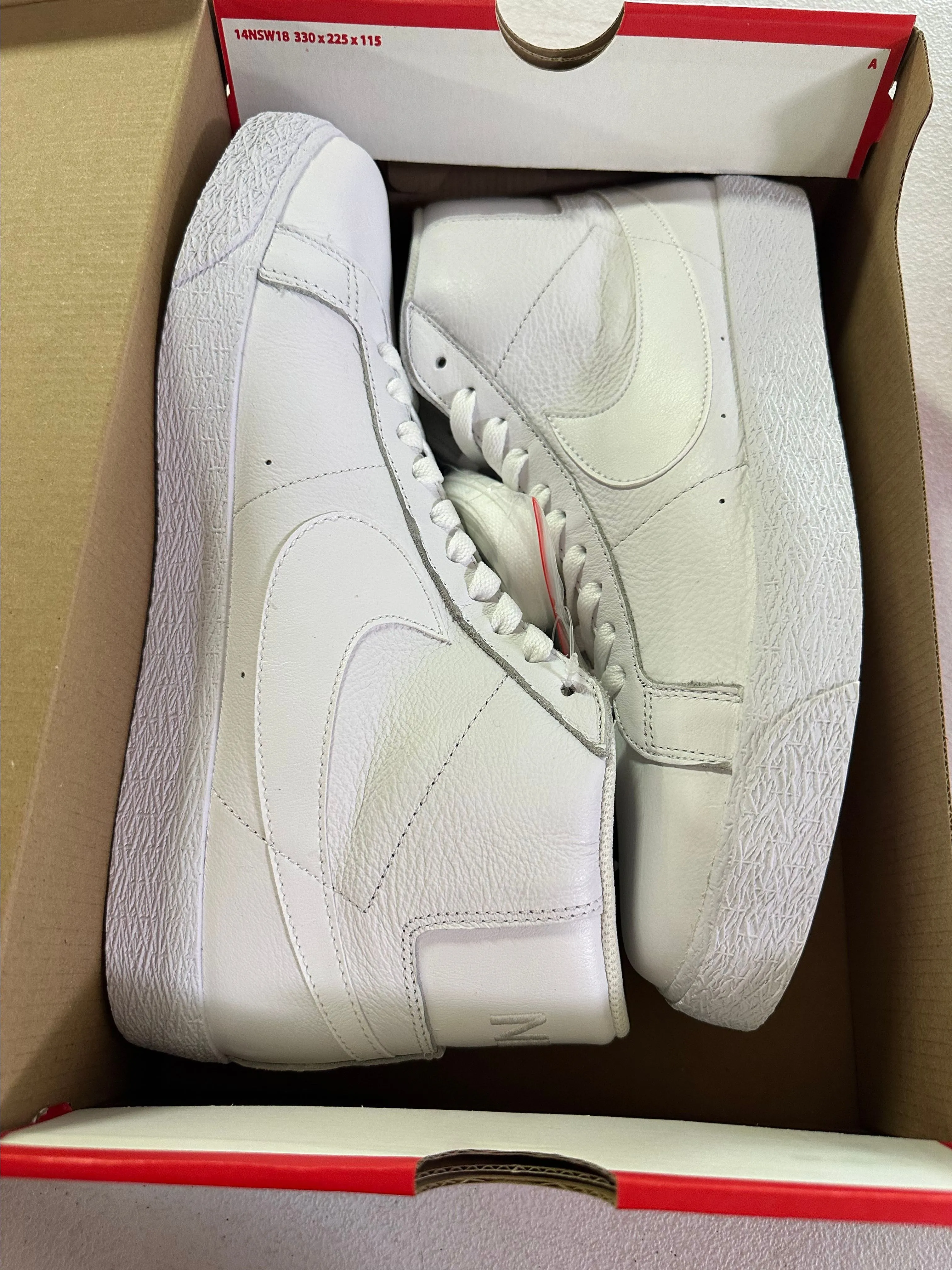 Product image for (35) Nike SB Zoom Blazer Mid Triple White manufacturer defect Size 10.5