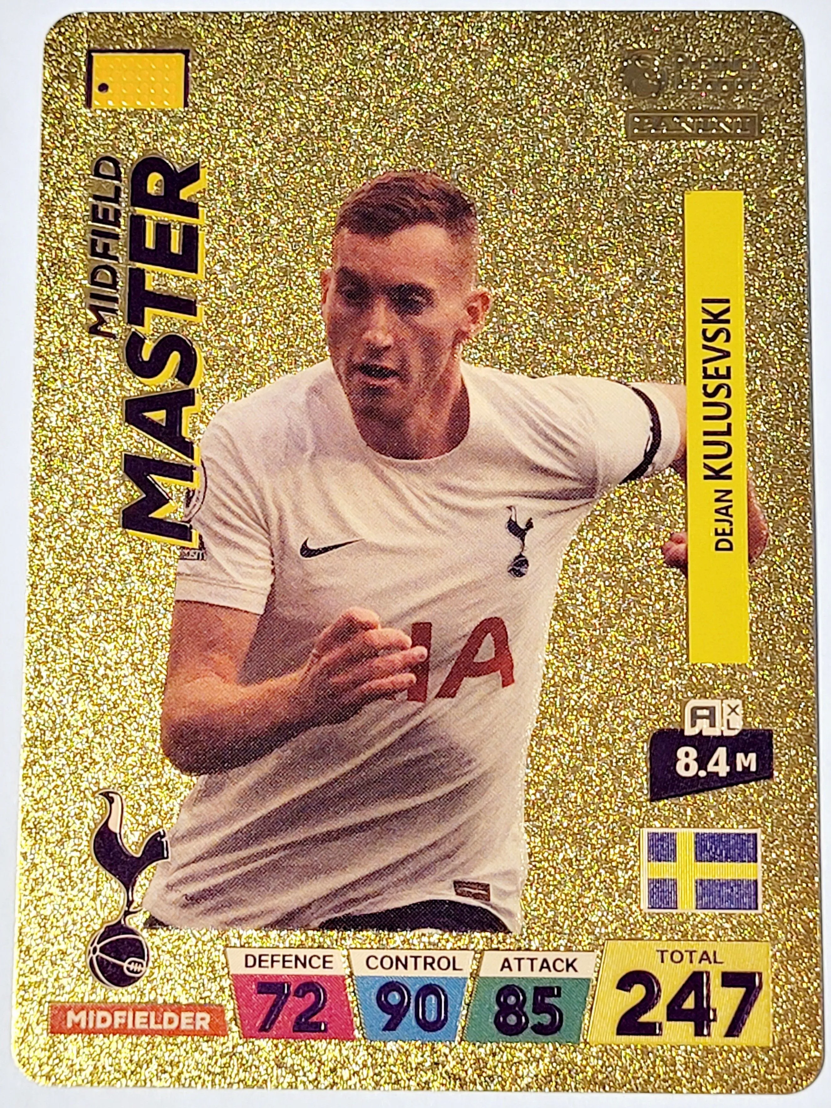 Product image for 2022 Dejan Kulusevski Panini World Soccer Stars Midfield Master Gold Color Plastic Near Mint Conditi