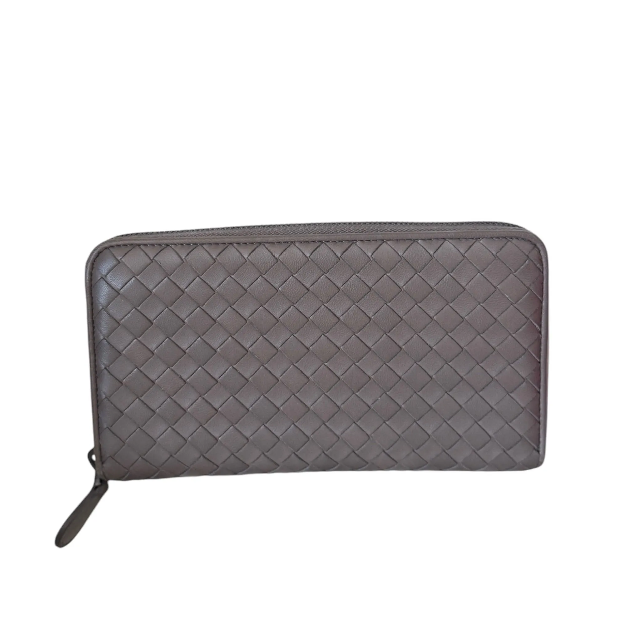 Product image for PRE-OWNED Grey Nappa Intrecciato Continental Zip Long Wallet