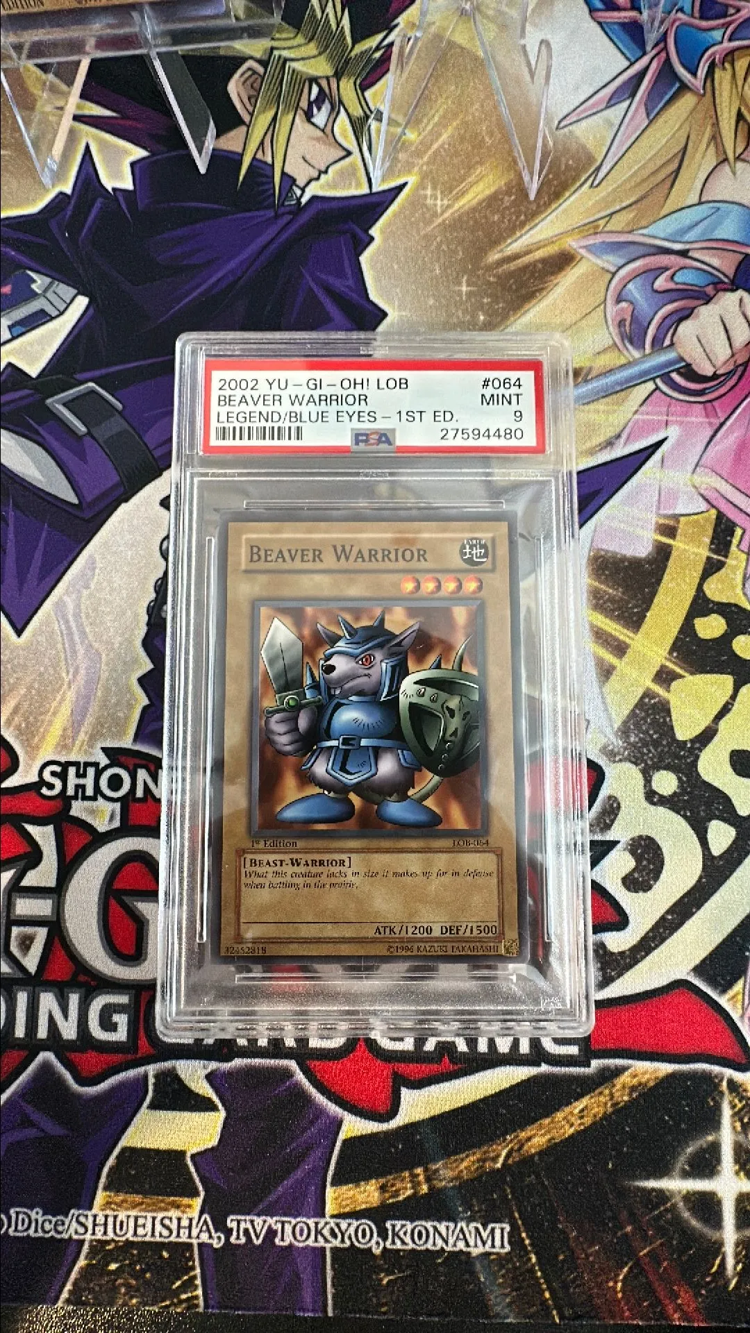 Product image for 2002 Yu-Gi-Oh! Beaver Warrior LOB-1St Ed. PSA MINT 9