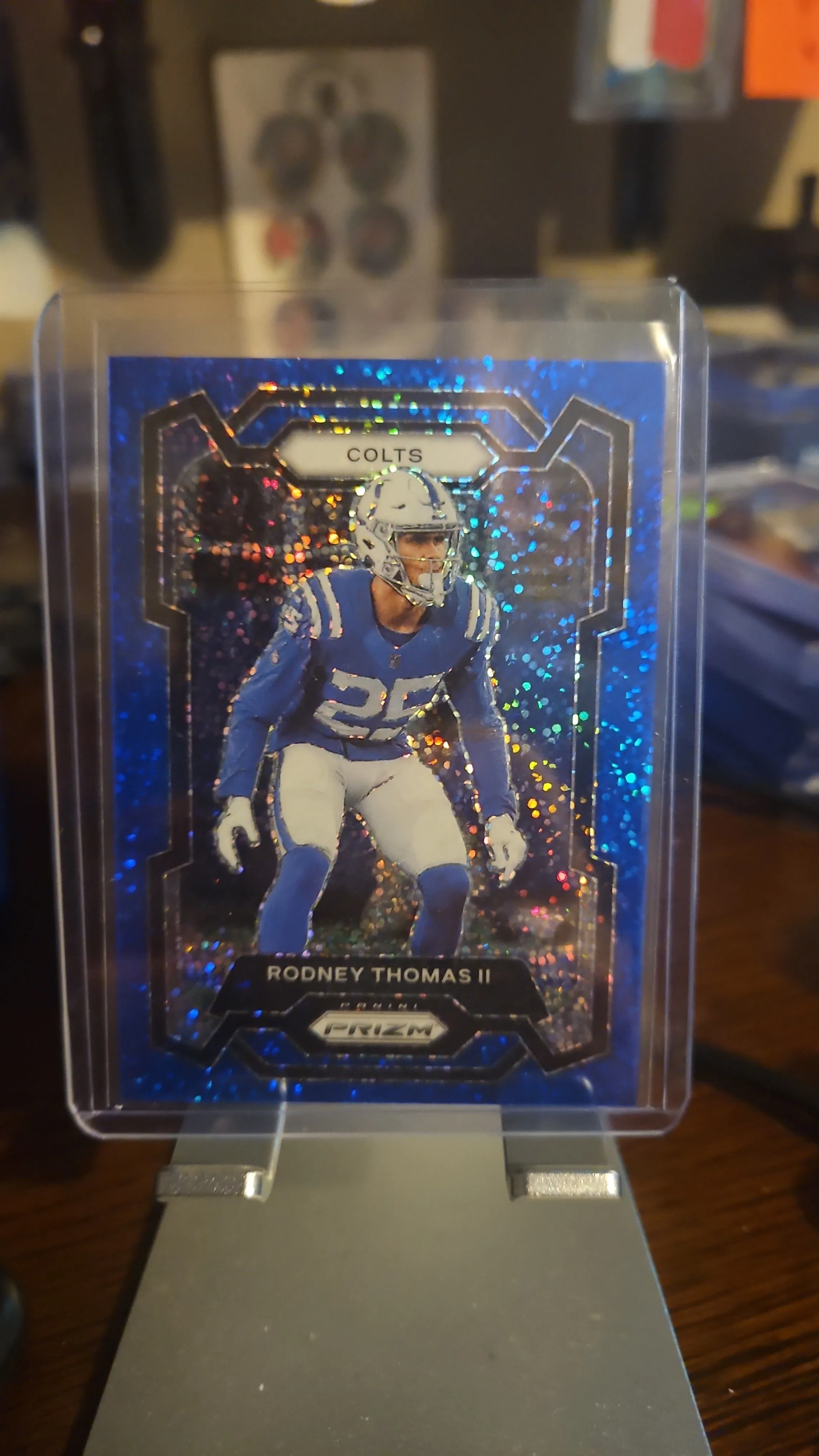 Product image for Rodney Thomas SP...#D 1/99 1st on Print...2023 Prizm Blue Sparkle..Colts 