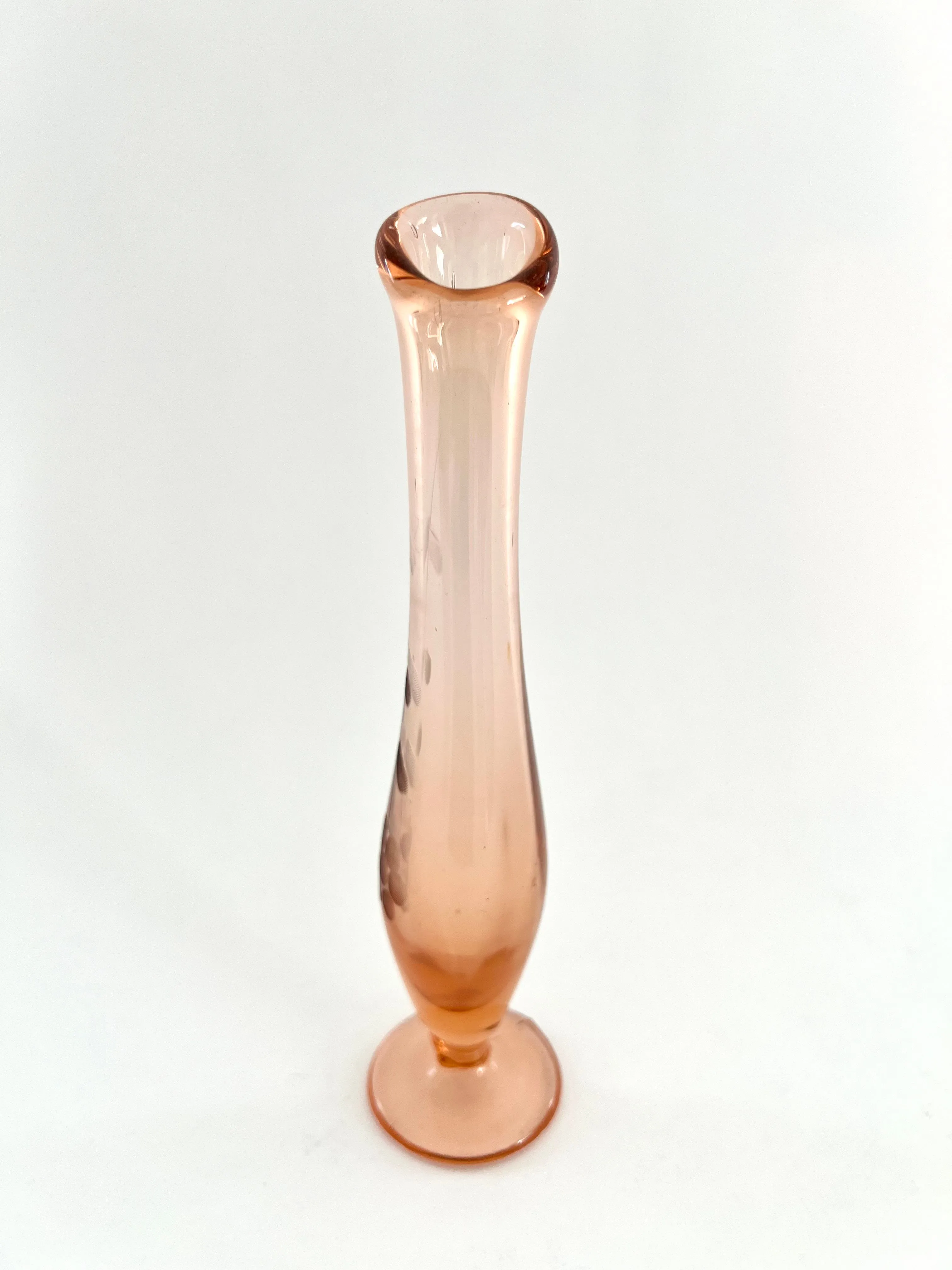 Product image for Vintage Pink Depression Flower Etched Bud Swung Vase