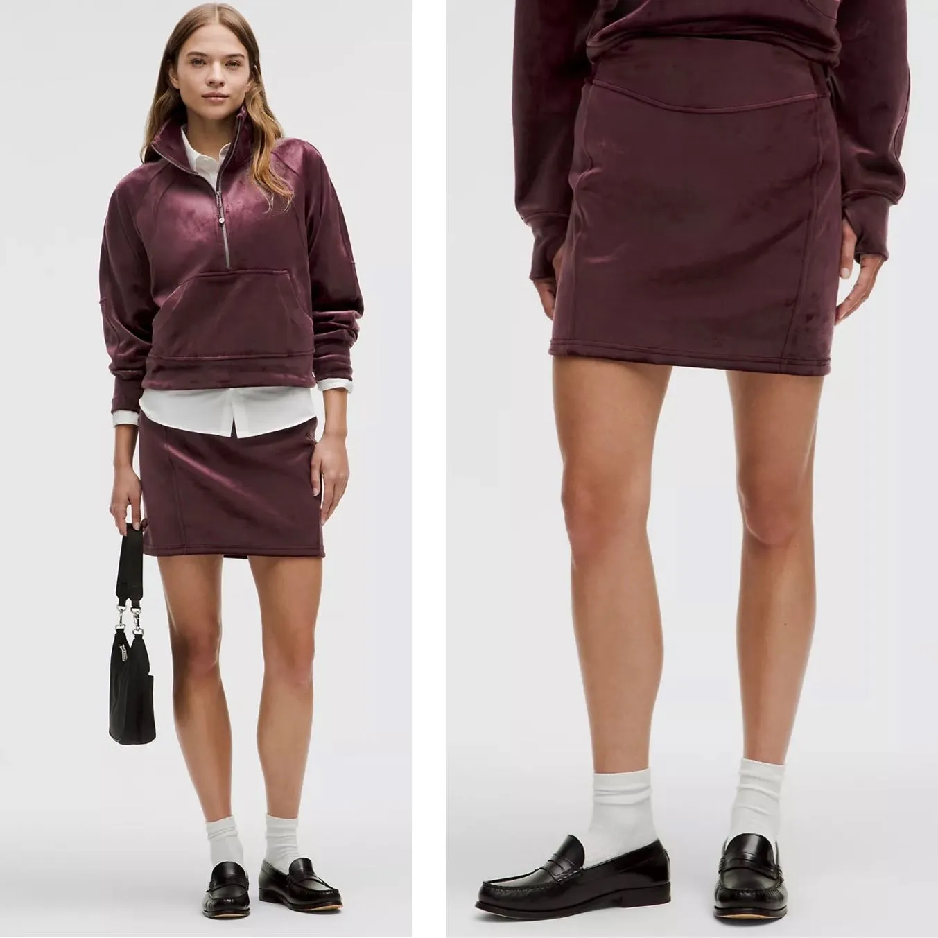 Product image for NWT Lululemon Scuba High-Rise Mini Skirt Velvet; Size L Color: Garnet