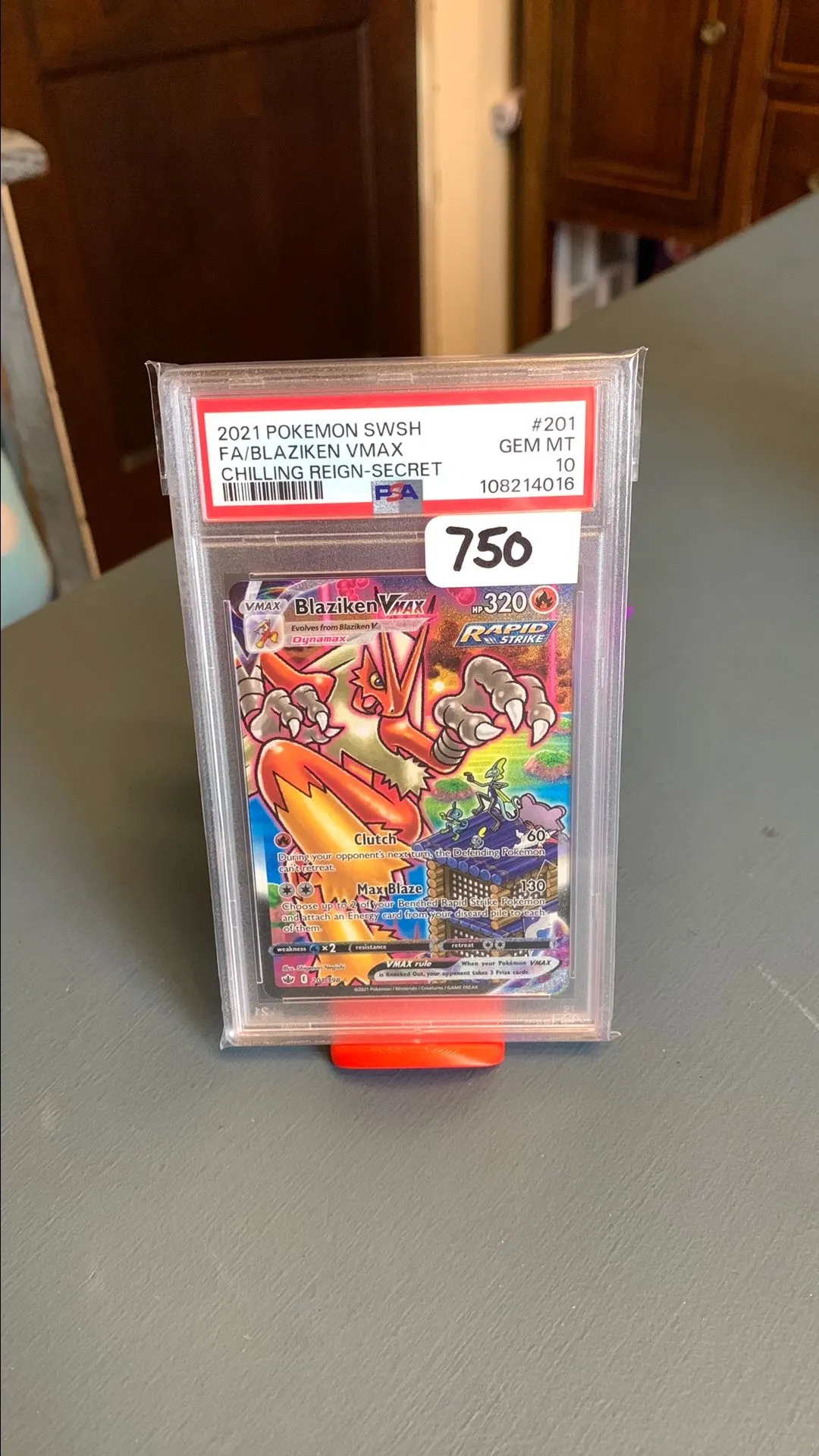 Product image for PSA 10 Blaziken Vmax Alt Art Chilling Reign Secret #201